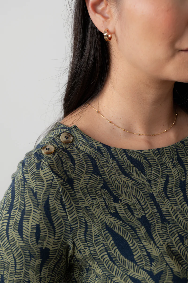 Riverside Printed Casual Jersey Top Navy - Image 4