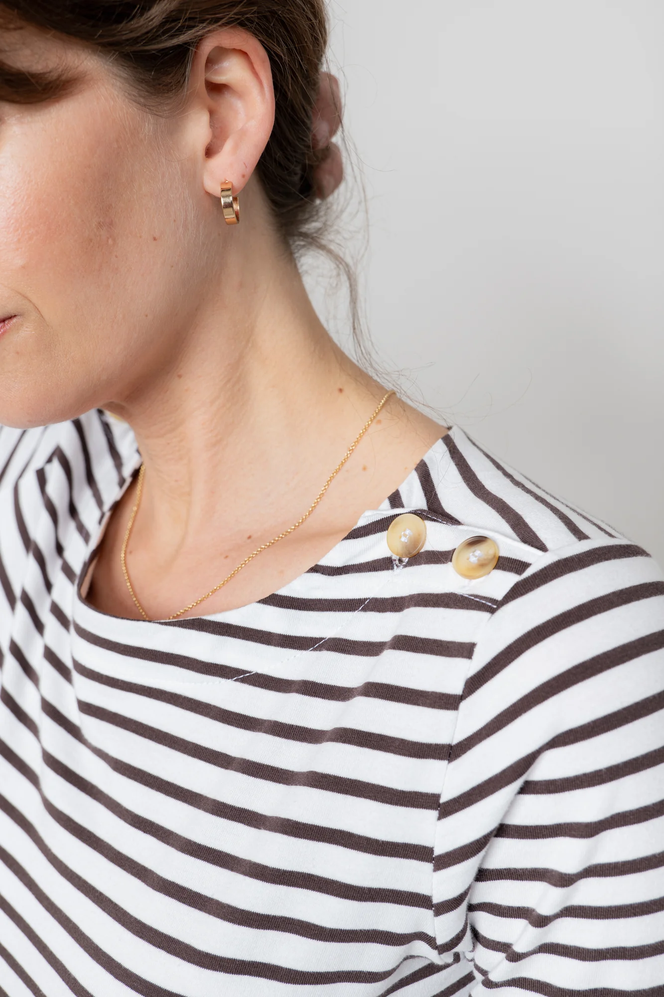 Riverside Striped Casual Jersey Top Chocolate - Image 4