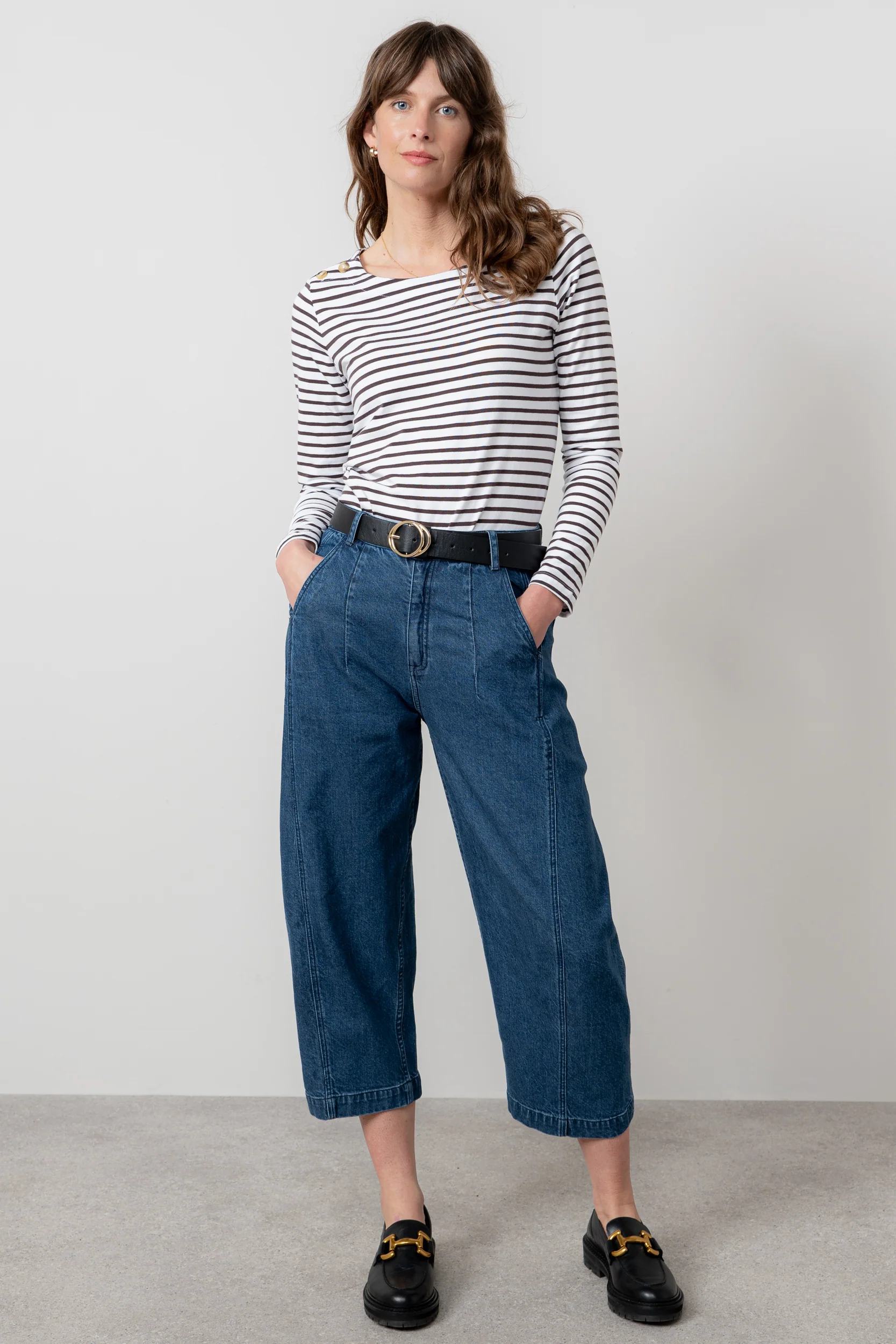 Riverside Striped Casual Jersey Top Chocolate - Image 6