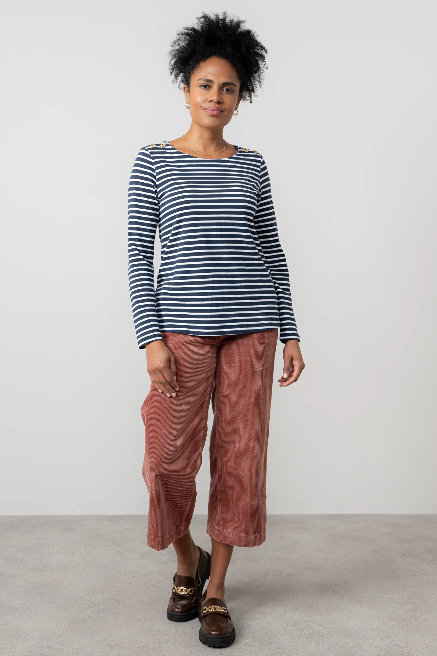 Riverside Striped Casual Jersey Top Navy - Image 3