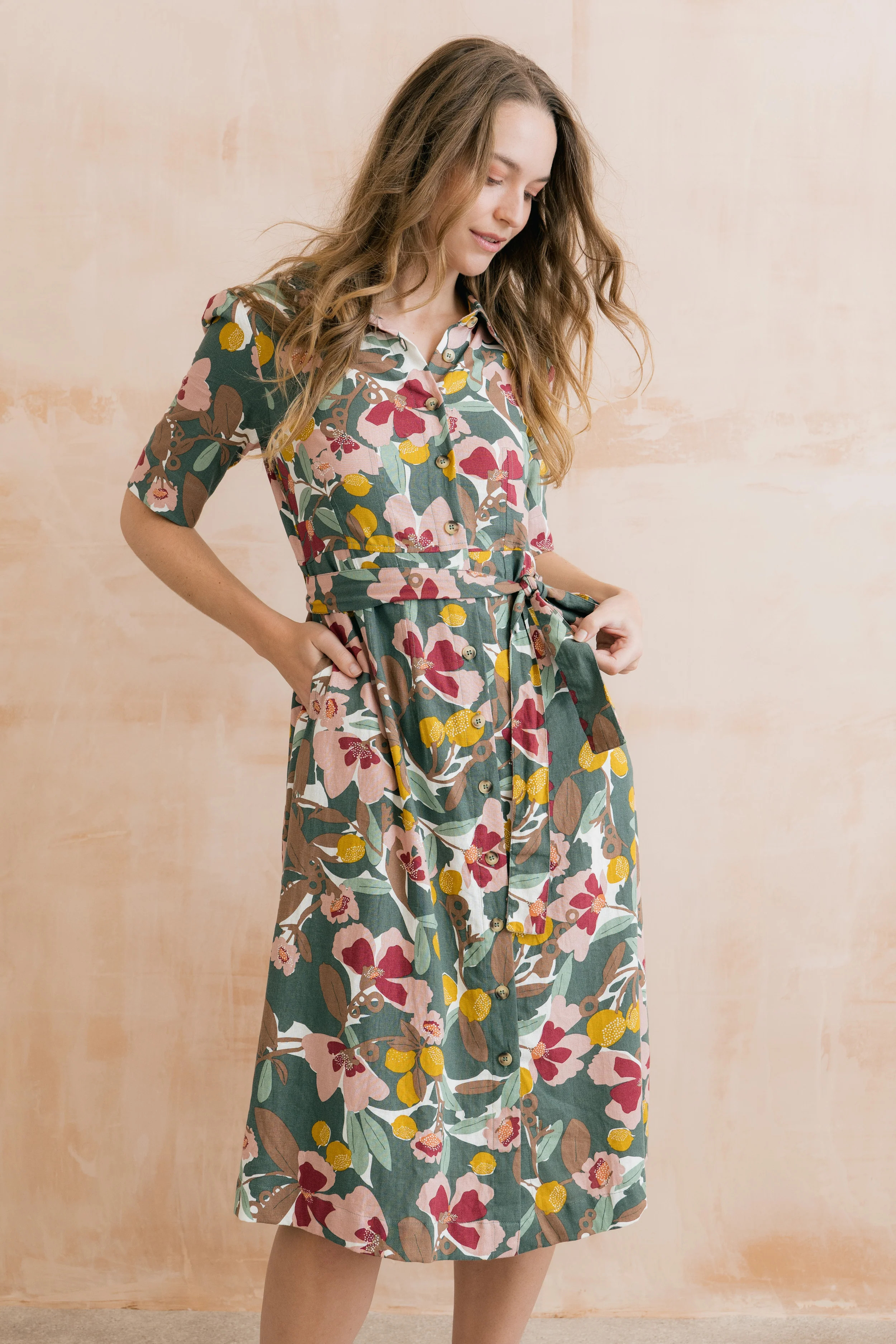 Robyn Belted Tea Dress Laurel Green - Image 6