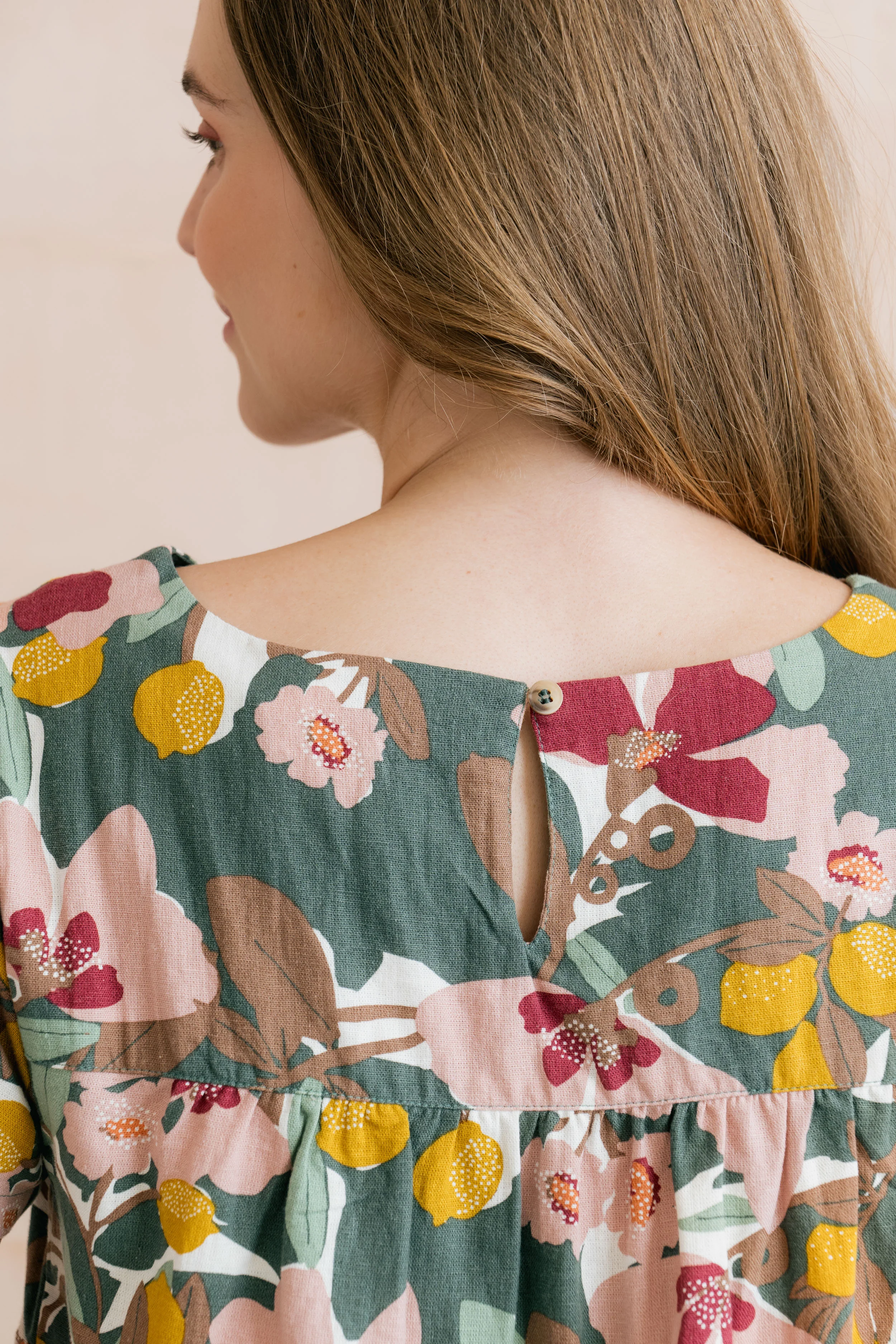 Rosali Linen Blend Printed Top Laurel Green - Image 7