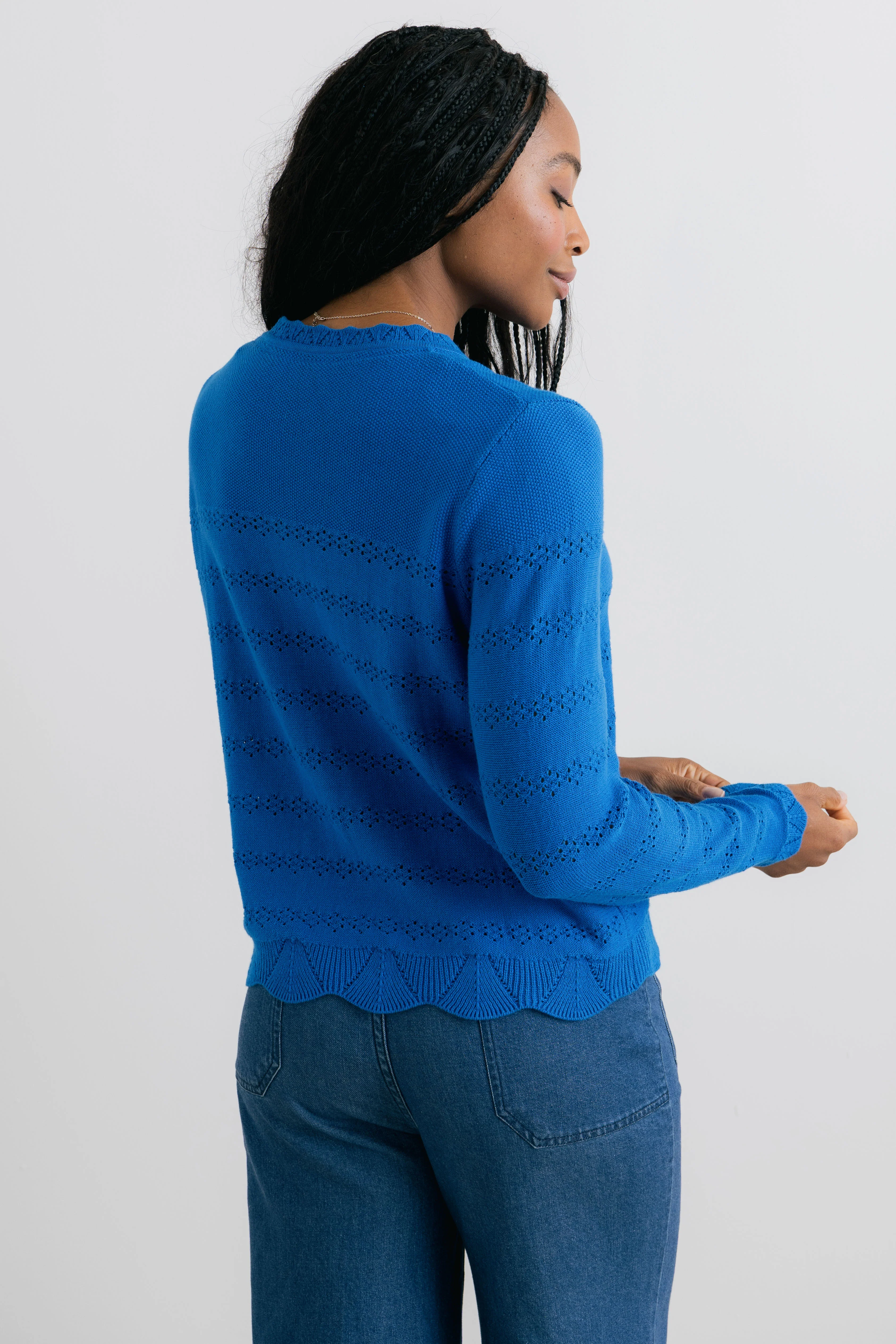 Rosie Pointelle Detail Jumper Cobalt - Image 3