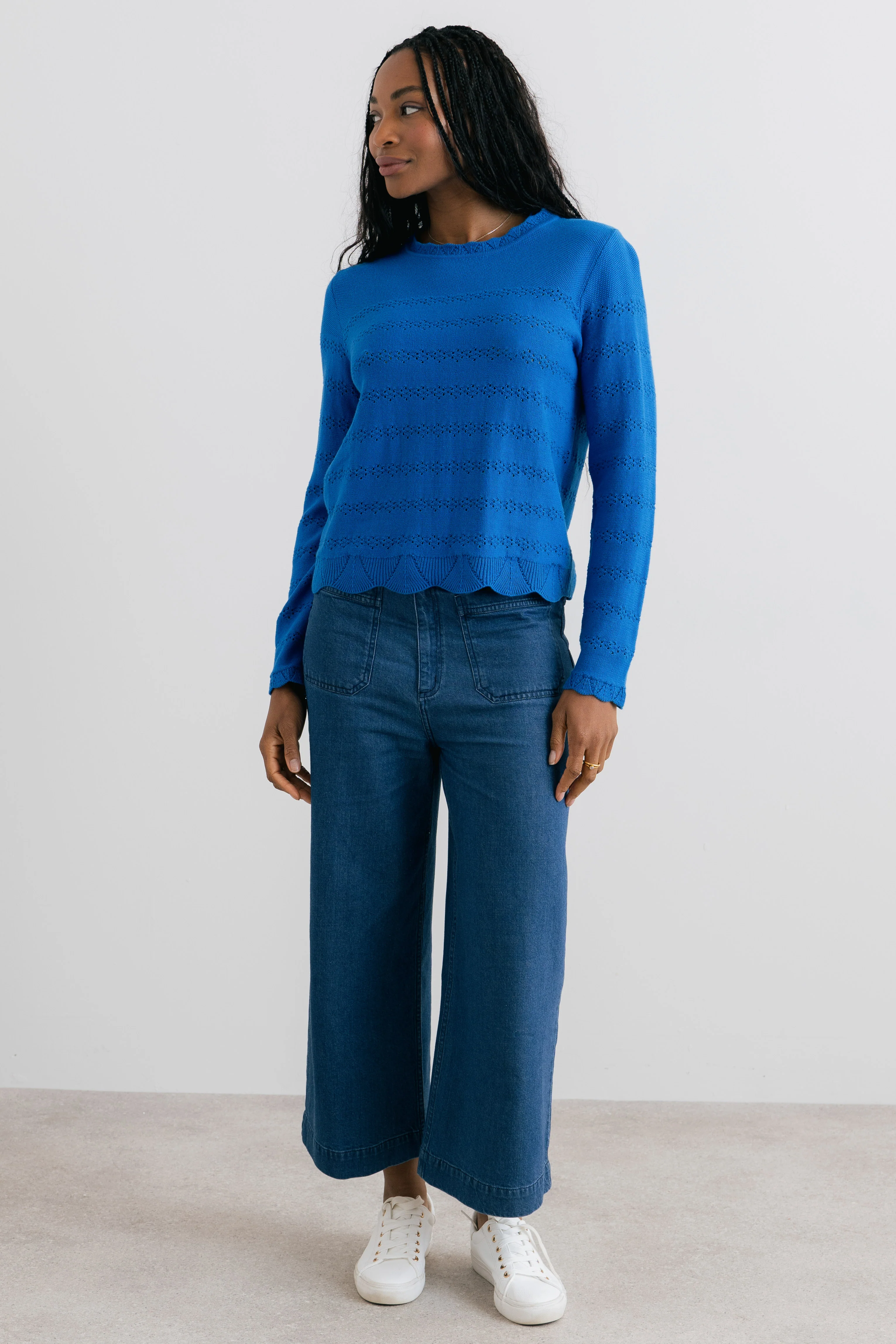 Rosie Pointelle Detail Jumper Cobalt - Image 4