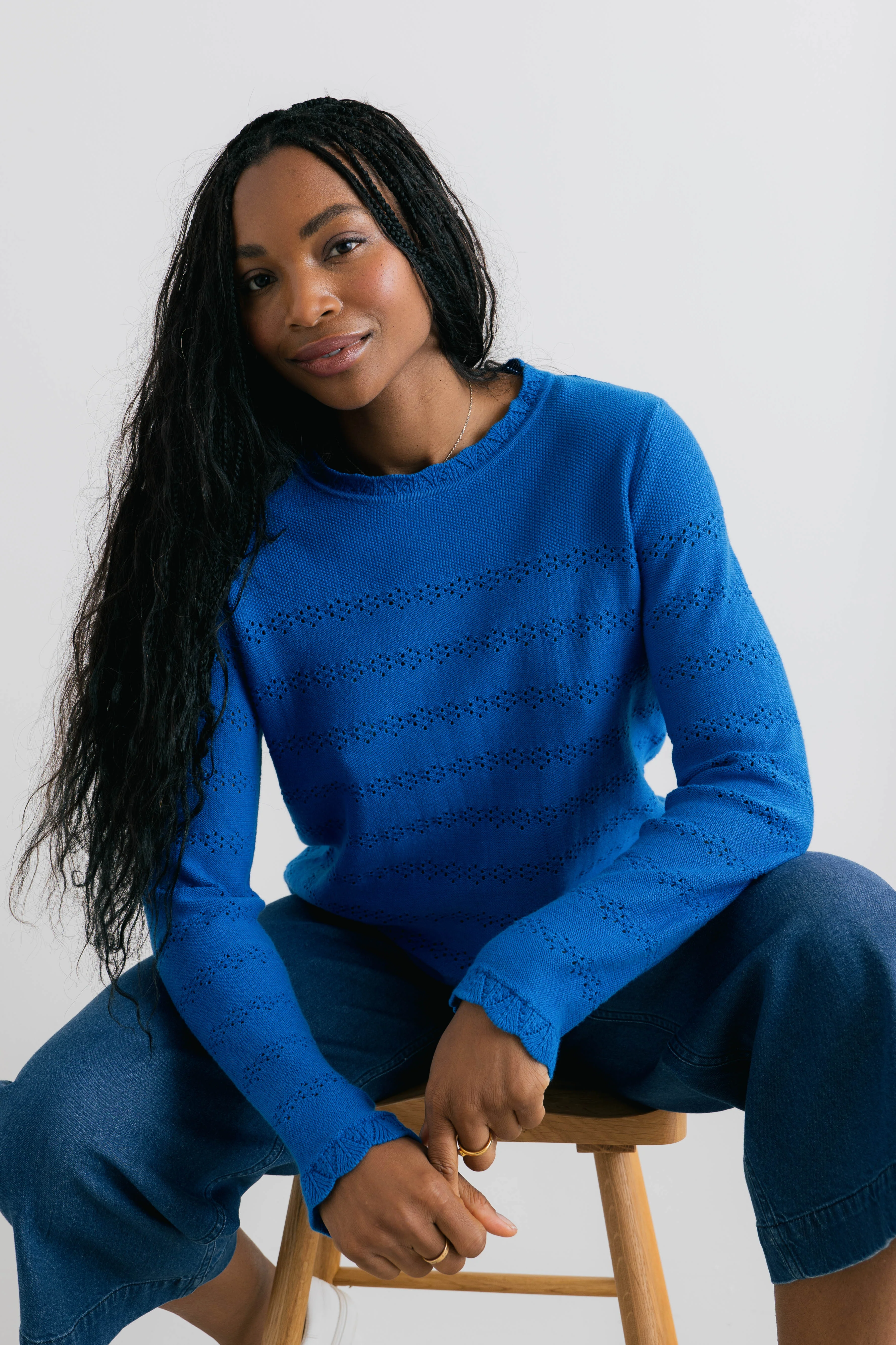 Rosie Pointelle Detail Jumper Cobalt - Image 5
