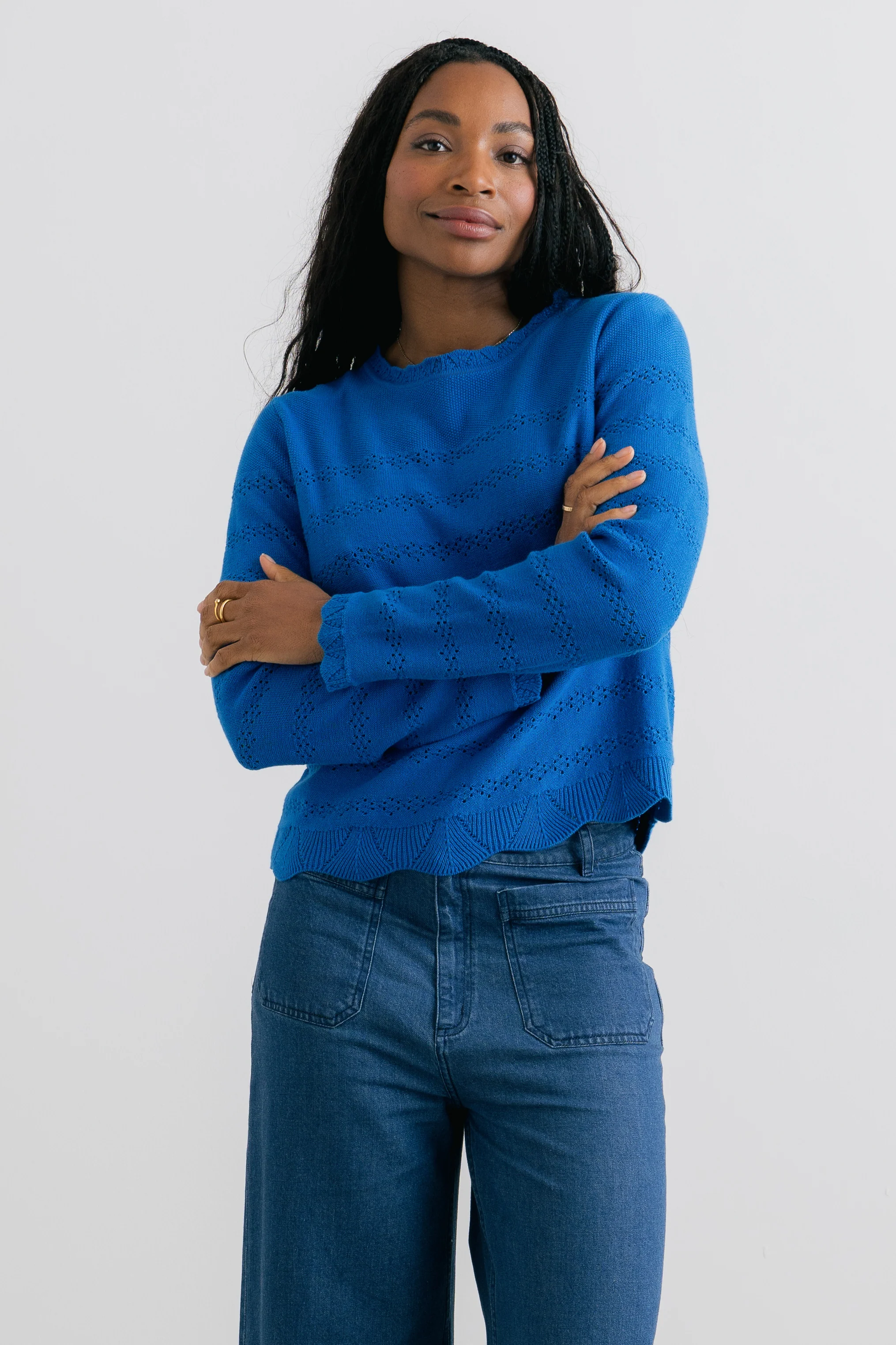 Rosie Pointelle Detail Jumper Cobalt - Image 6
