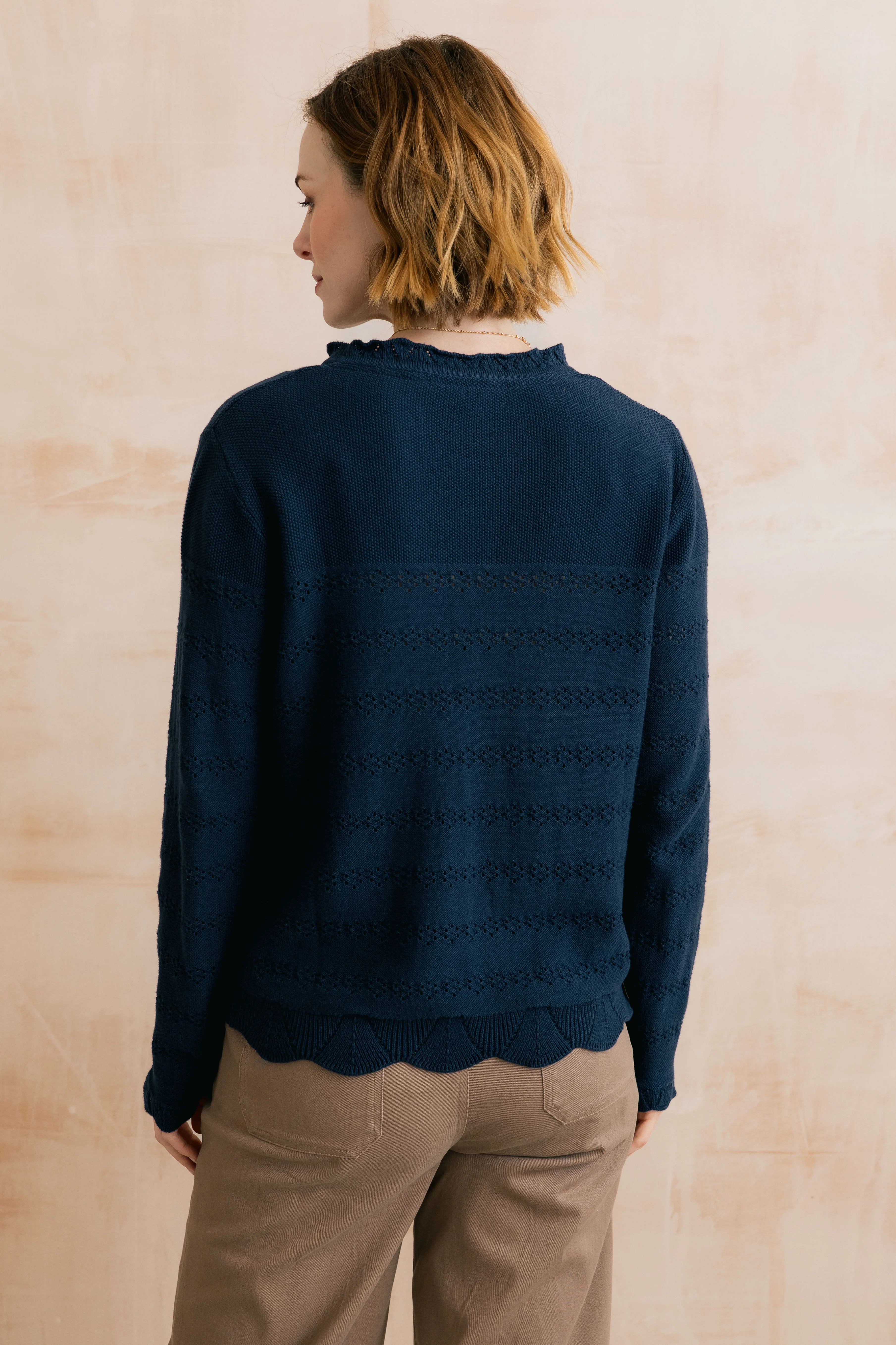 Rosie Pointelle Detail Jumper Navy - Image 4