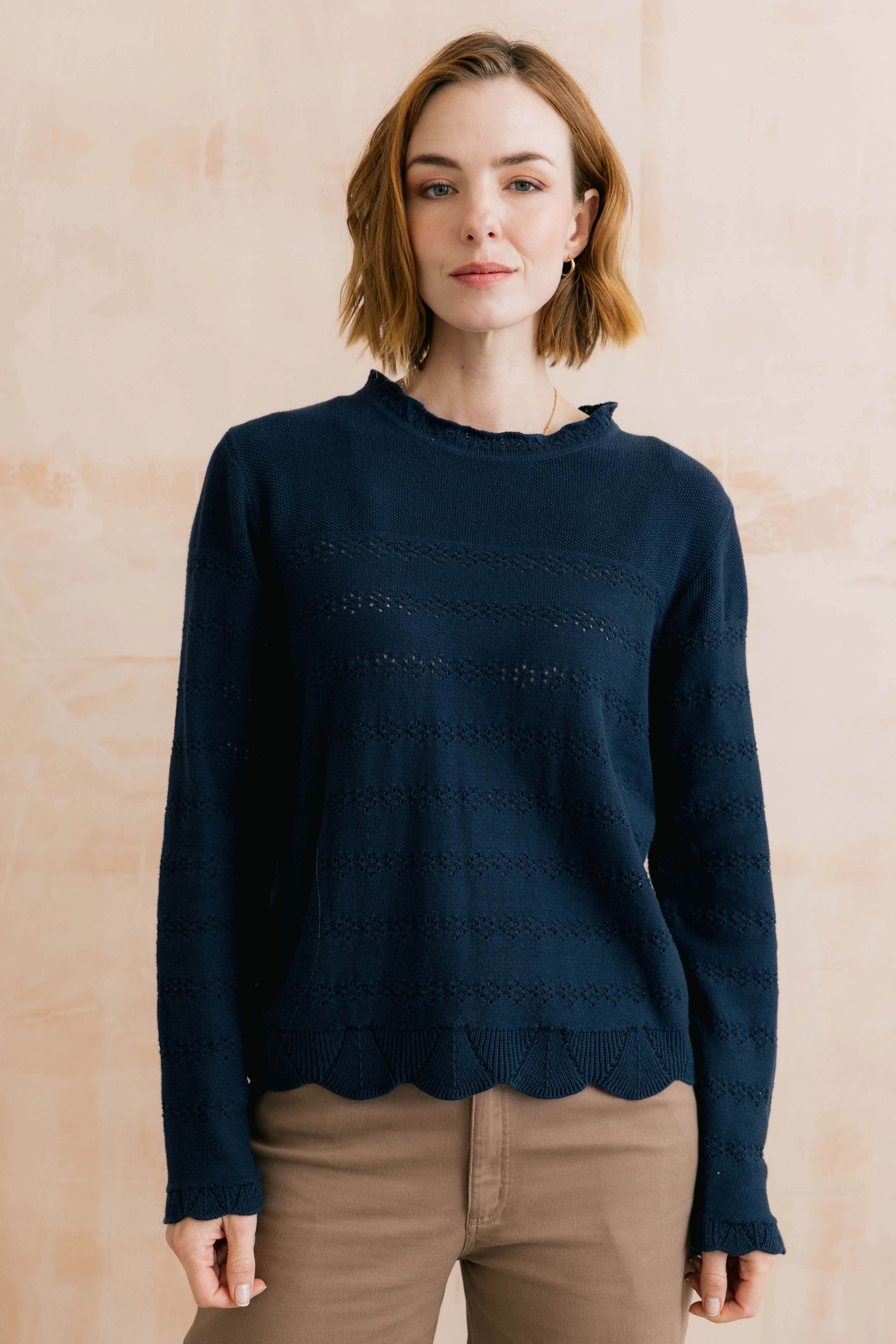 Rosie Pointelle Detail Jumper Navy - Image 5