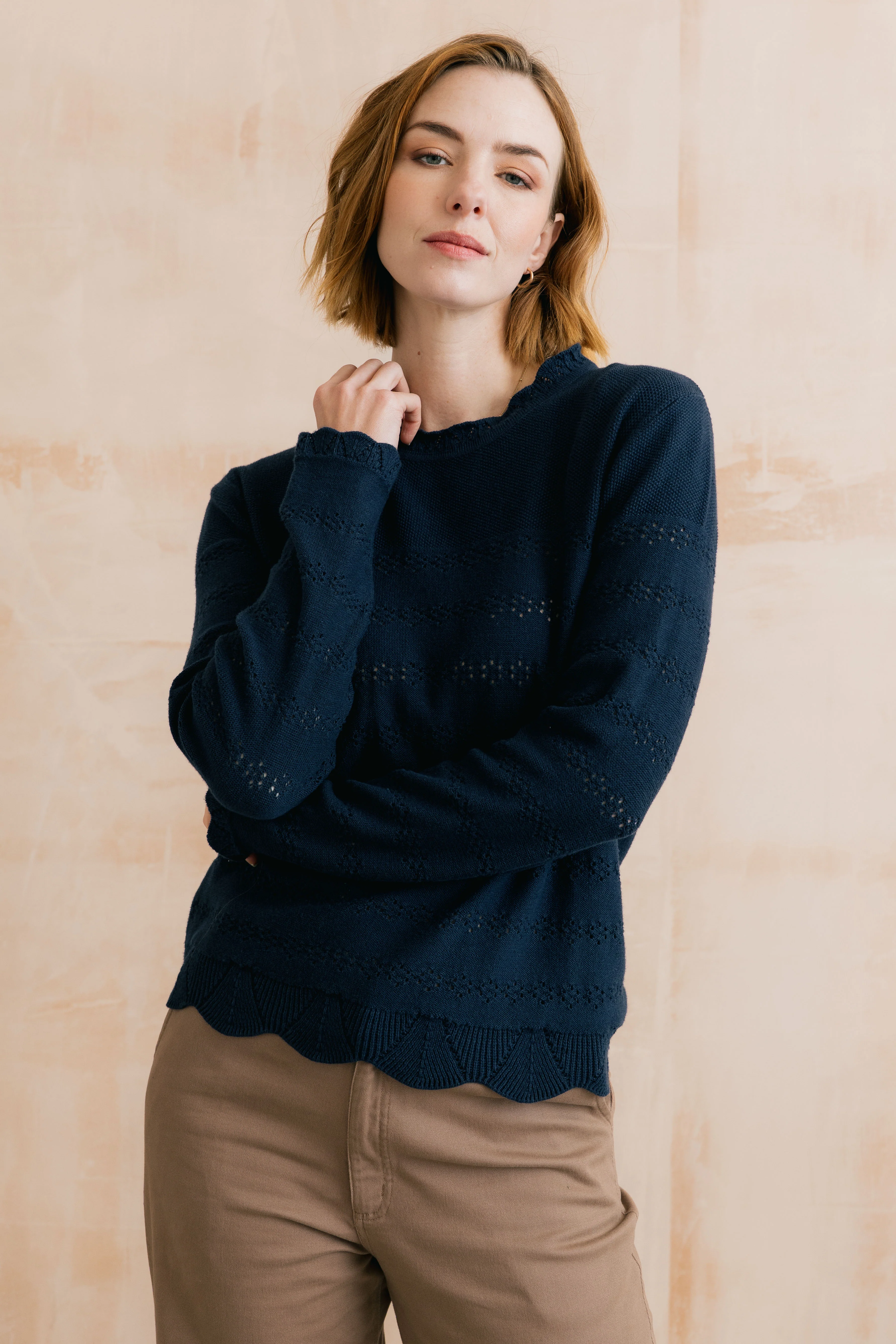 Rosie Pointelle Detail Jumper Navy - Image 7