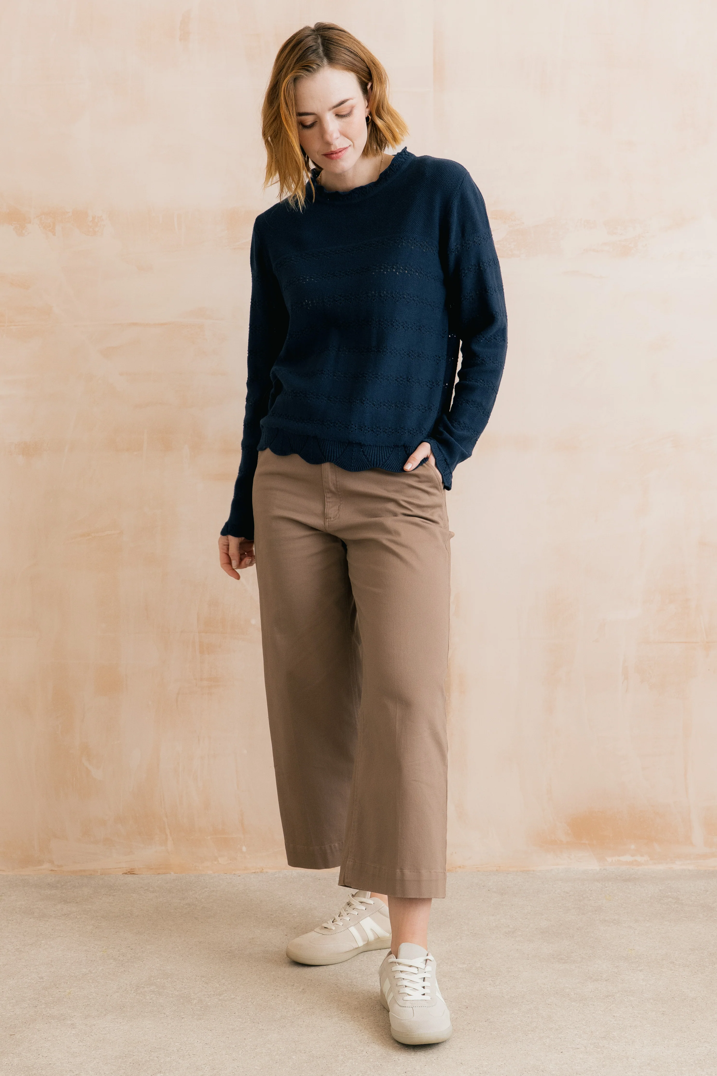 Rosie Pointelle Detail Jumper Navy - Image 8