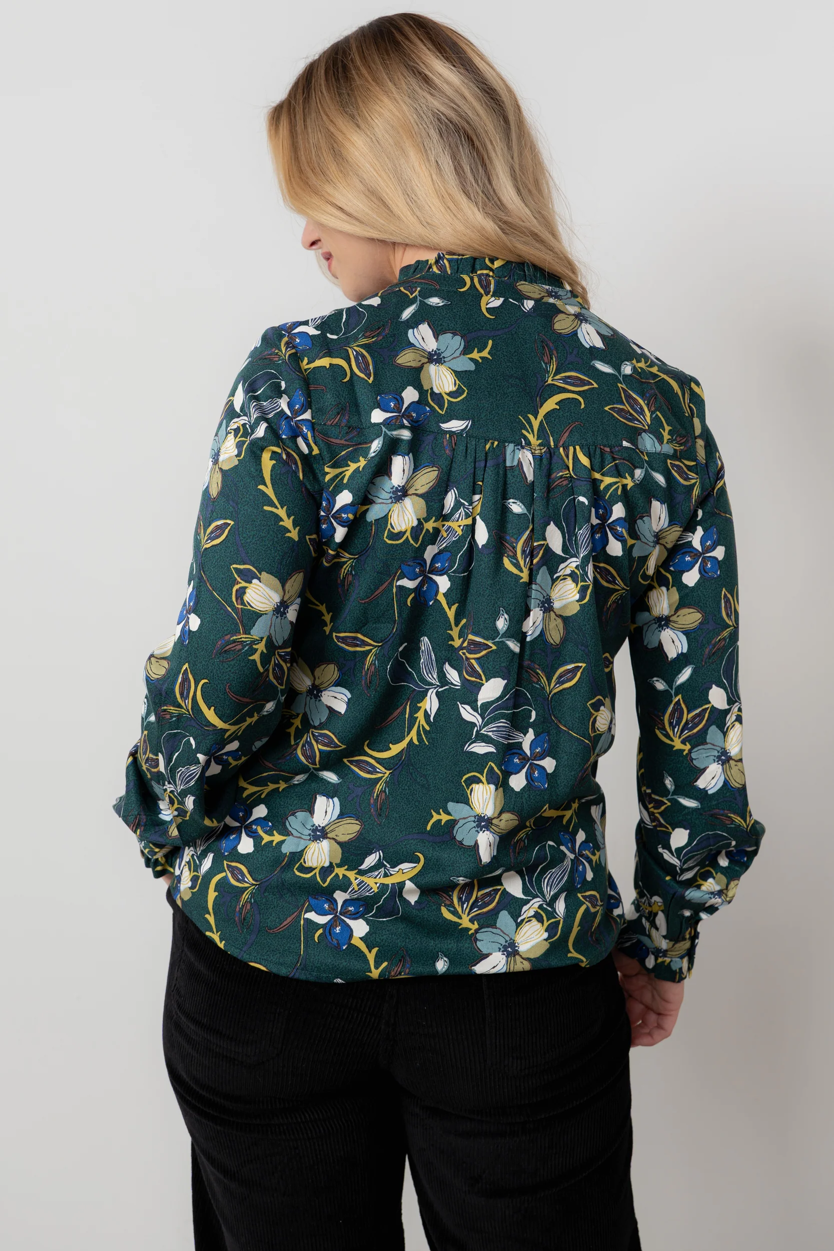 Sage Floral Print Frill Blouse Green - Image 4