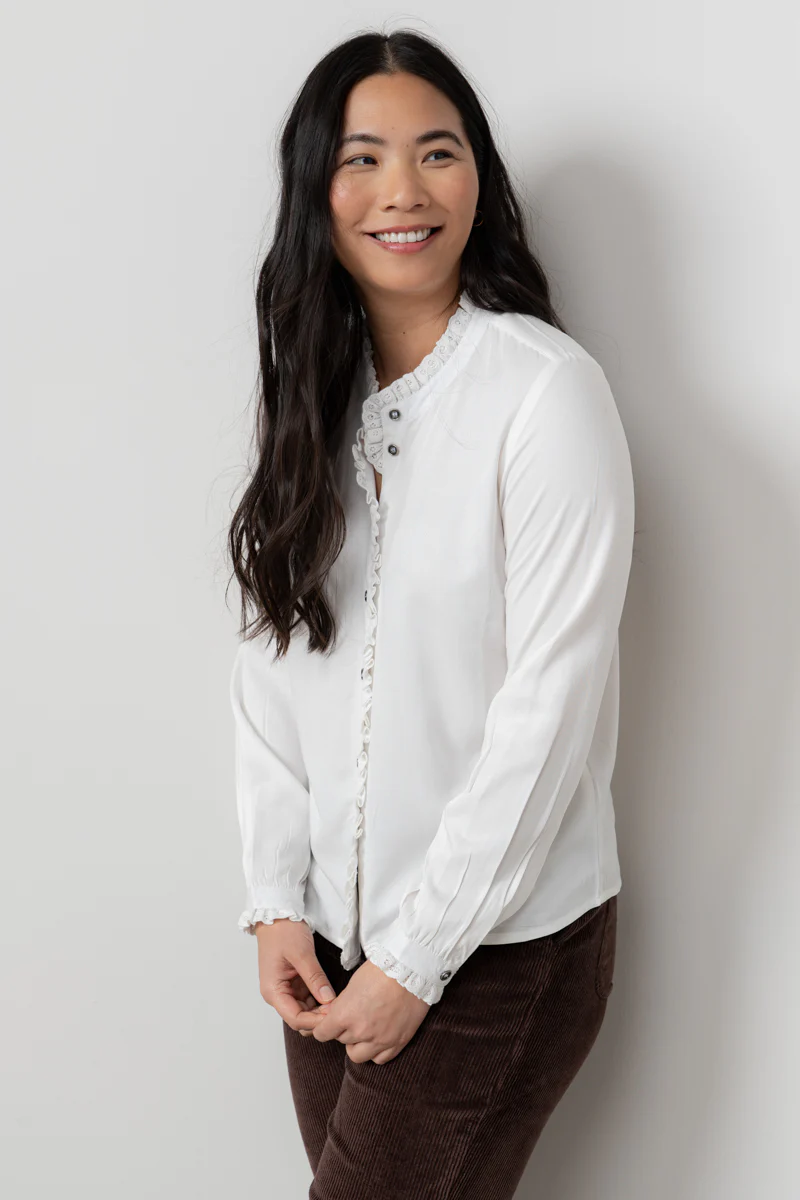 Sage Frill Blouse White - Image 6