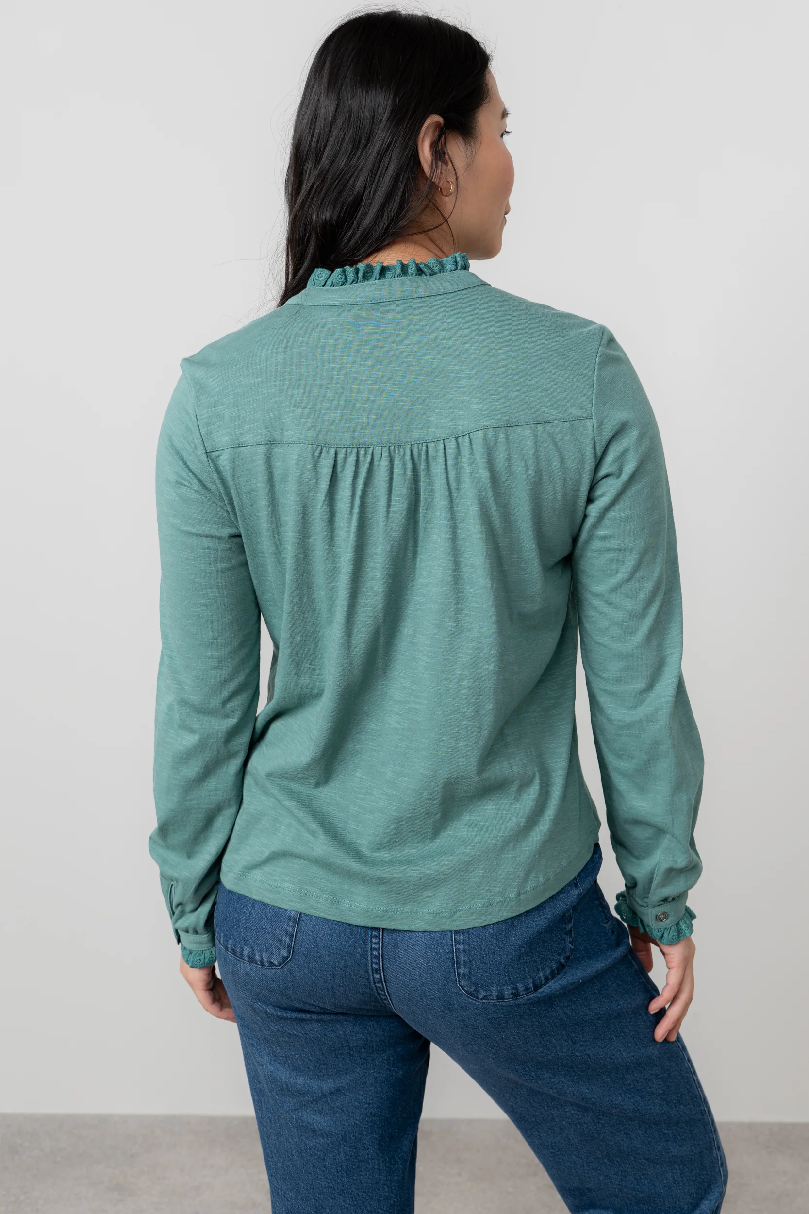 Sage Frill Organic Cotton Blouse Sea Mist - Image 5