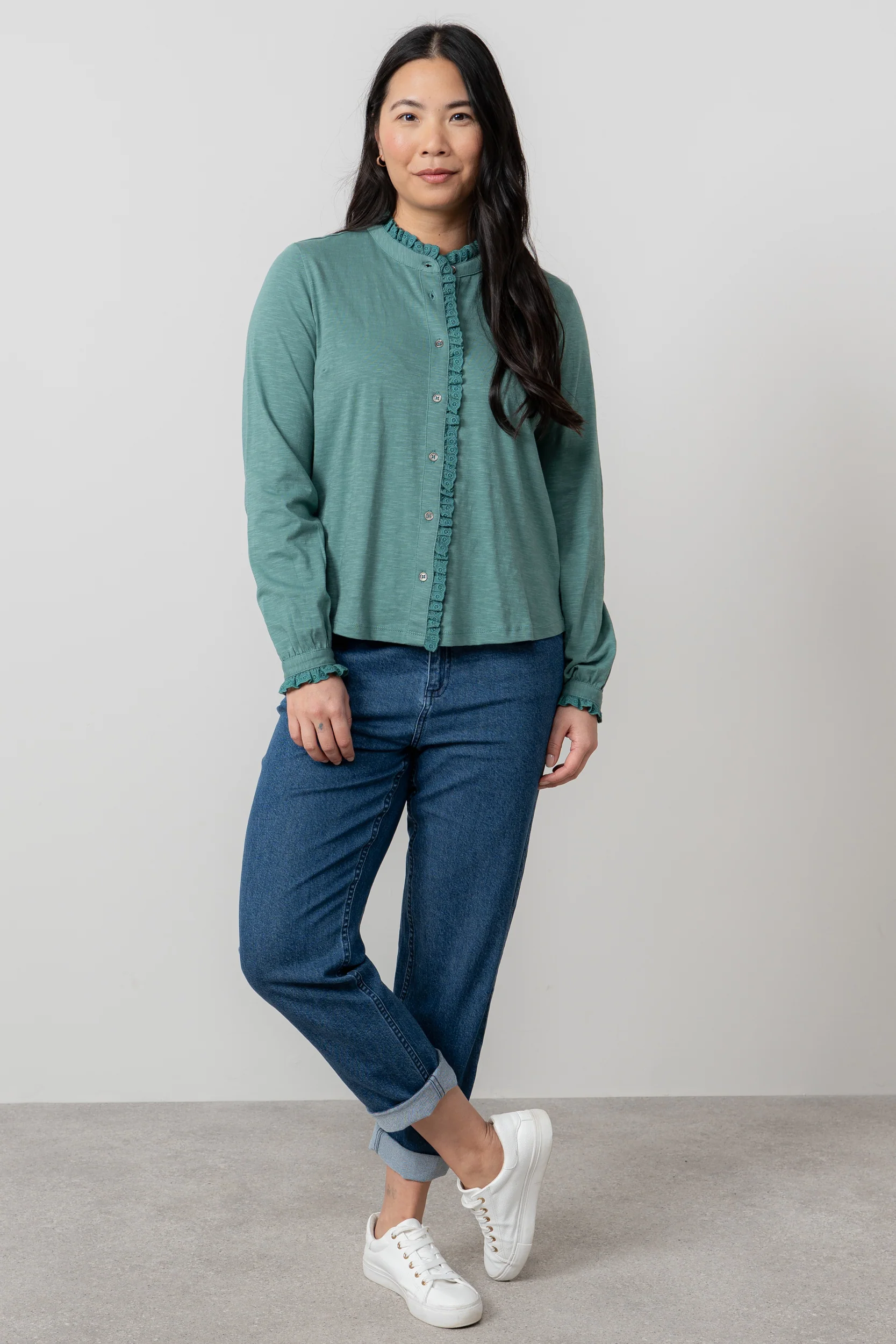 Sage Frill Organic Cotton Blouse Sea Mist - Image 6