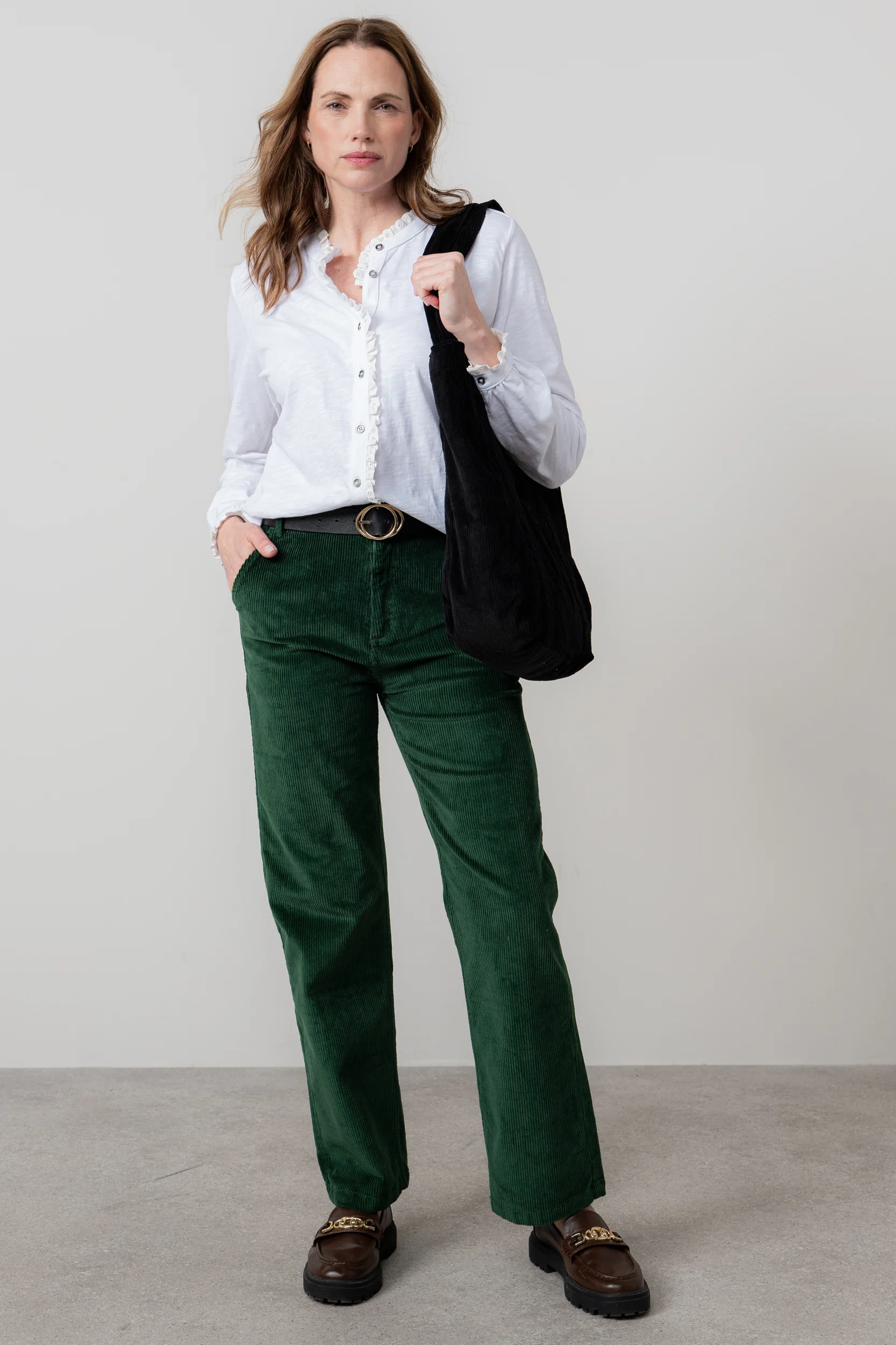 Sage Frill Organic Cotton Blouse White - Image 4