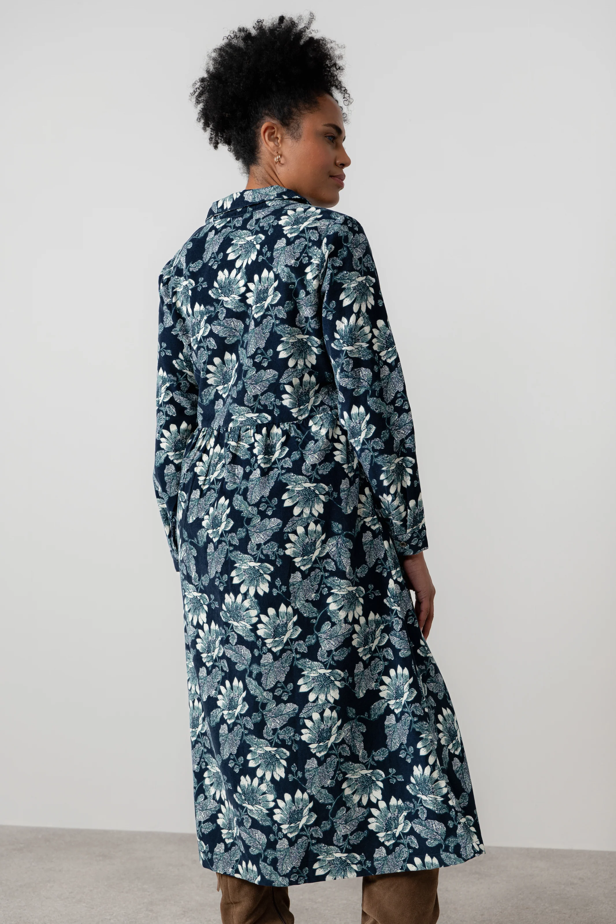 Seasons Cotton Pincord Midi Shirt Dress Navy - Image 5