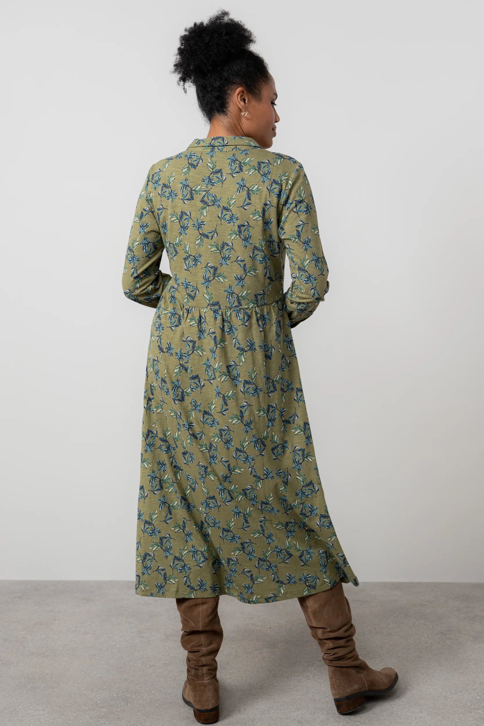Seasons Organic Cotton Midi Shirt Dress Green - Image 4
