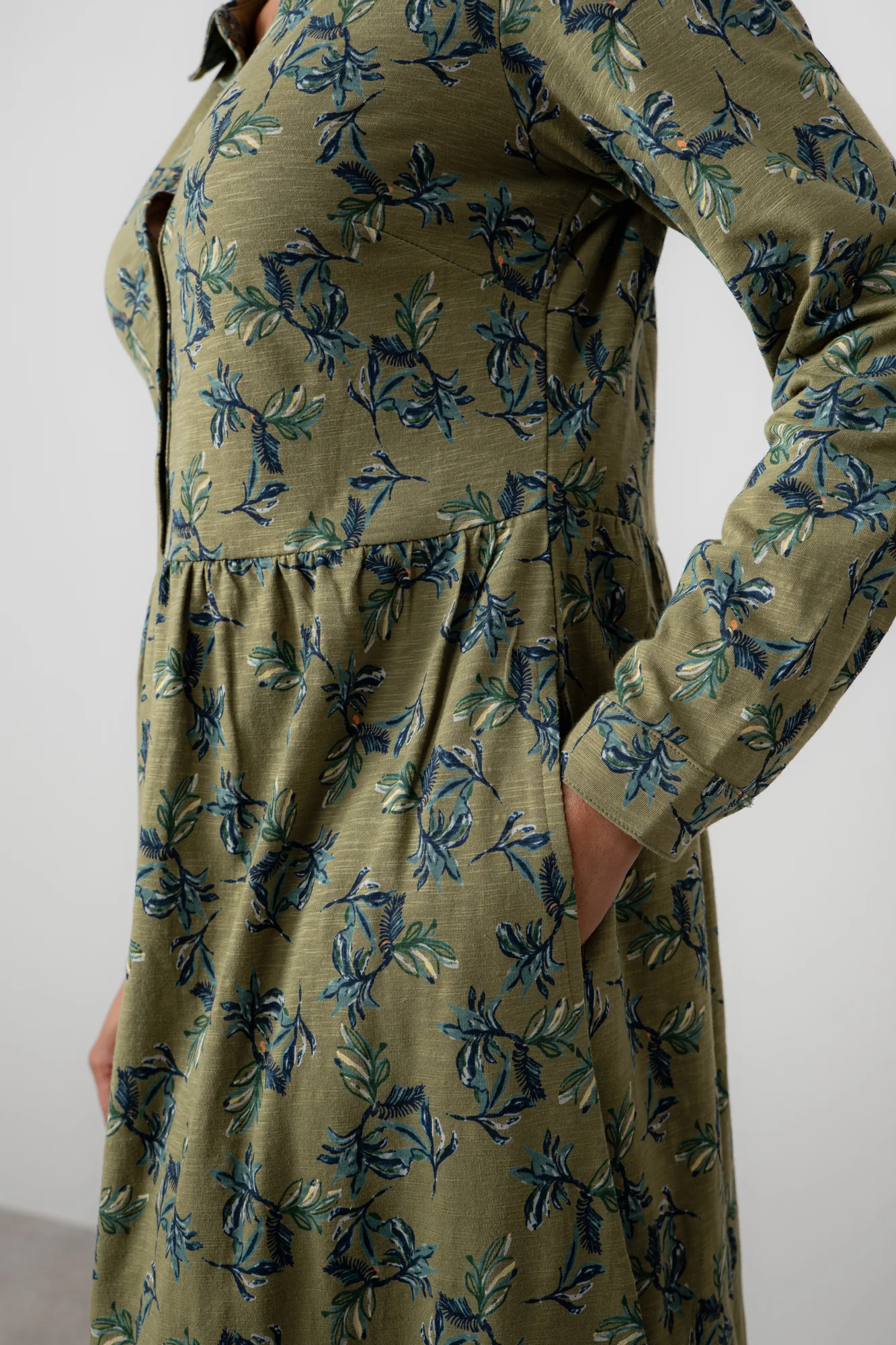 Seasons Organic Cotton Midi Shirt Dress Green - Image 5