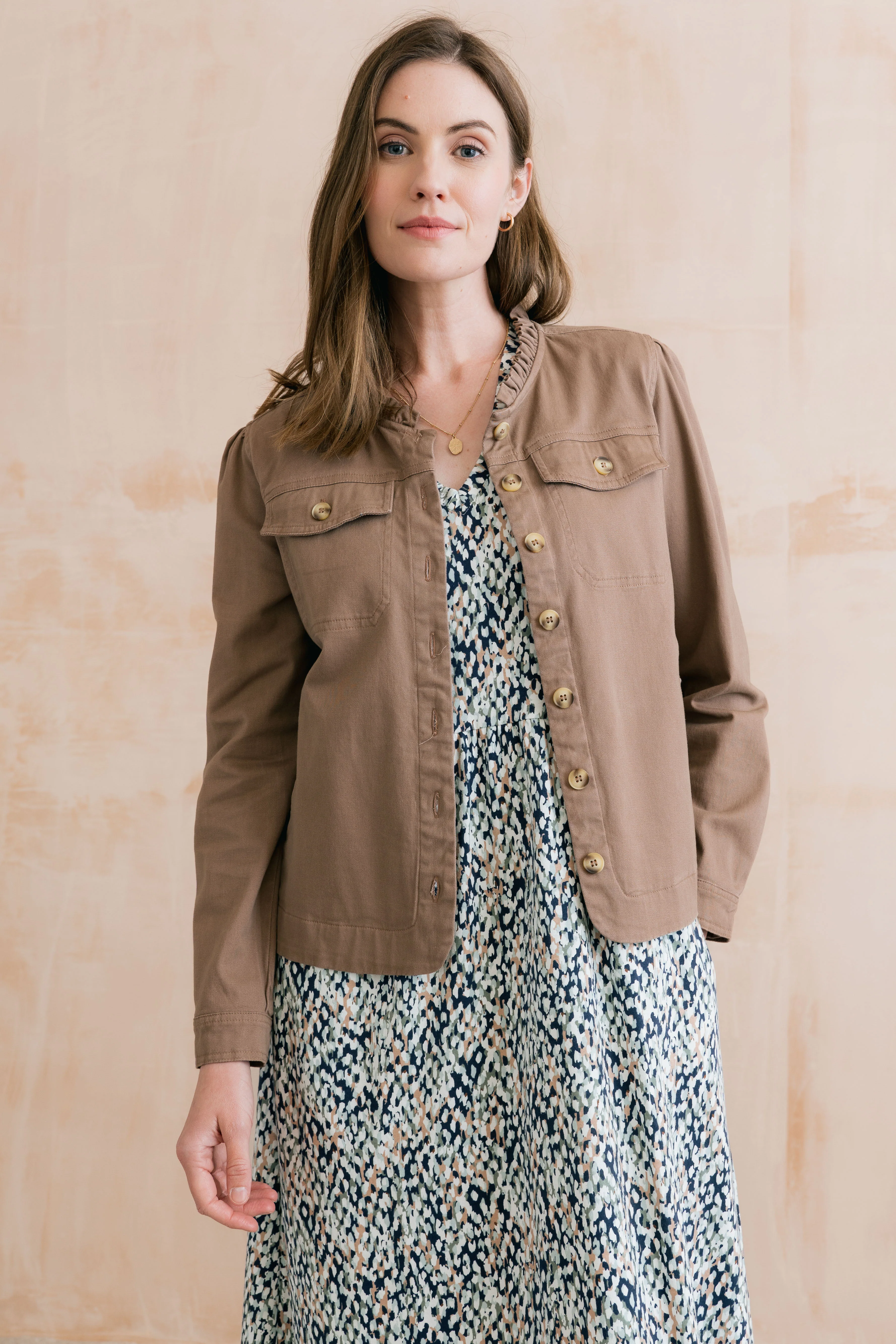 Seren Stretch Cotton Twill Jacket Mocha - Image 3
