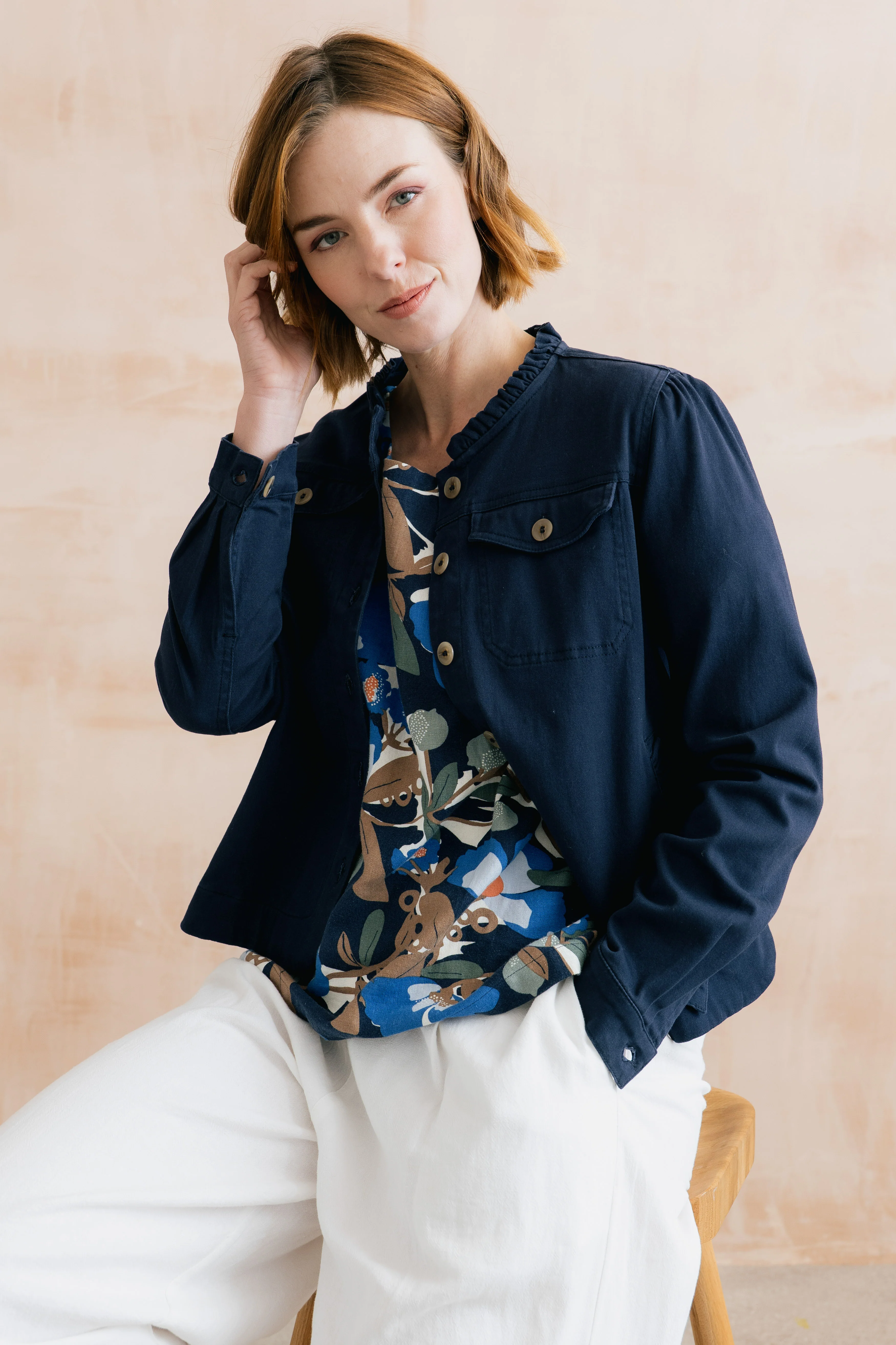 Seren Stretch Cotton Twill Jacket Navy - Image 2