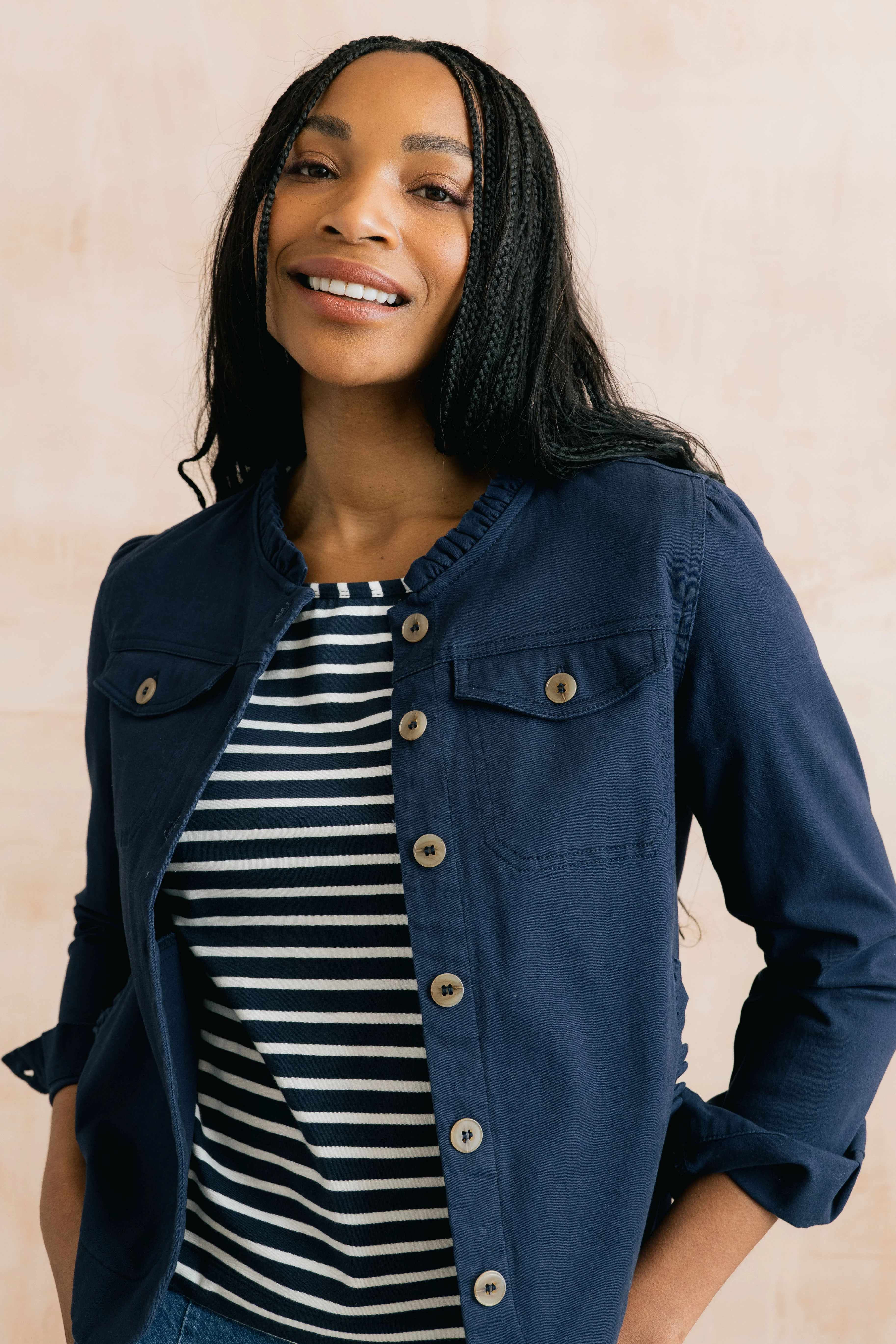 Seren Stretch Cotton Twill Jacket Navy - Image 3