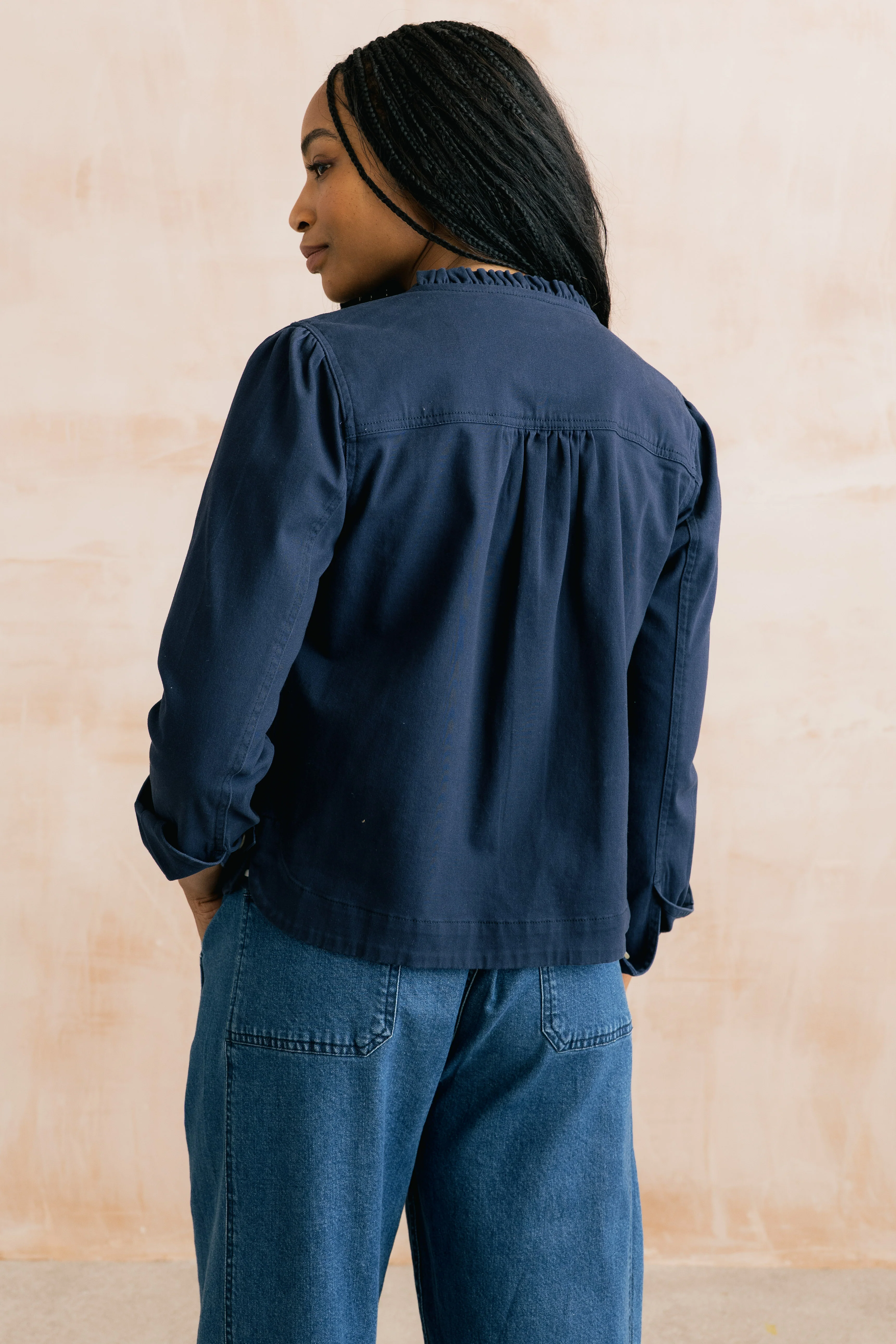 Seren Stretch Cotton Twill Jacket Navy - Image 4