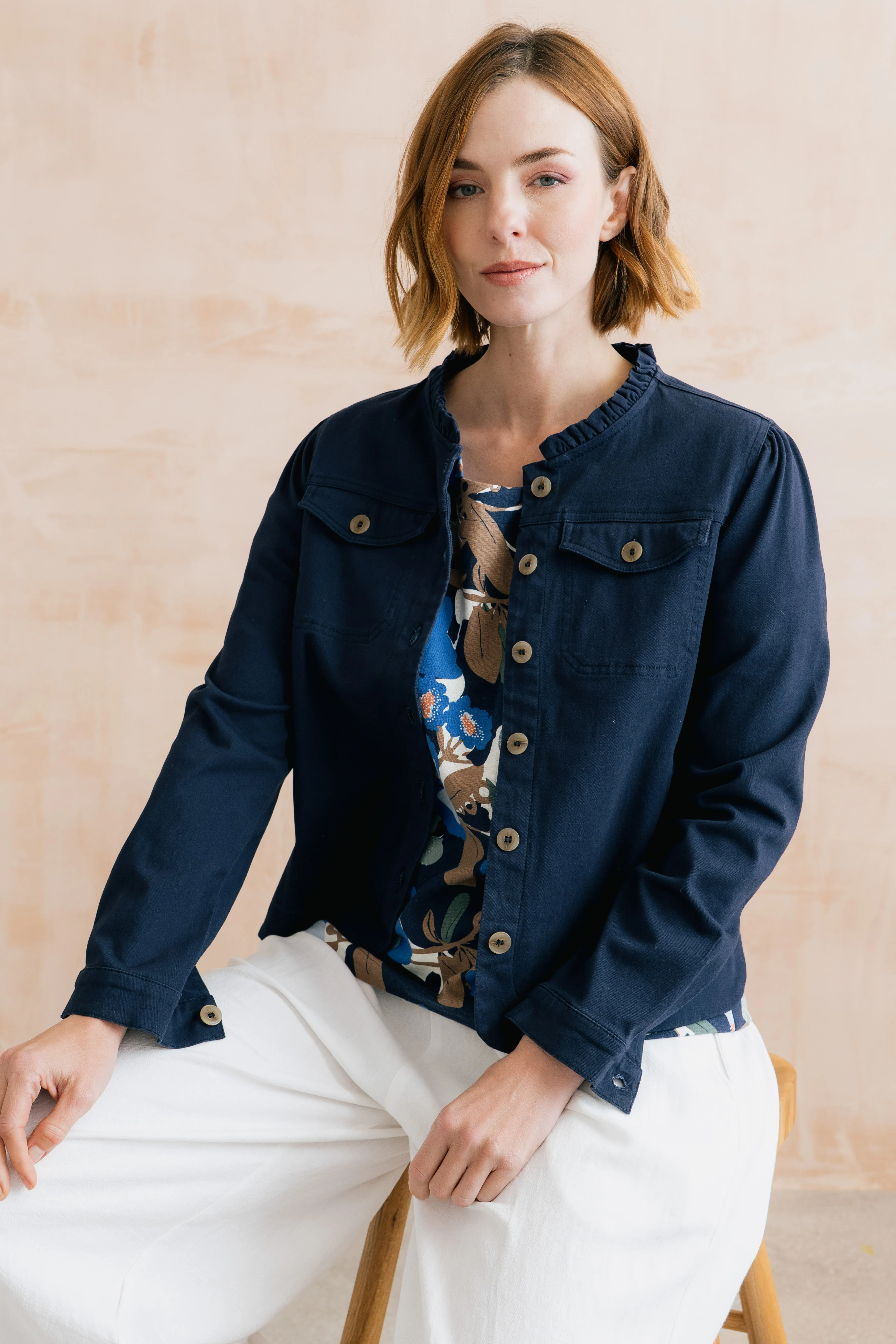 Seren Stretch Cotton Twill Jacket Navy - Image 7
