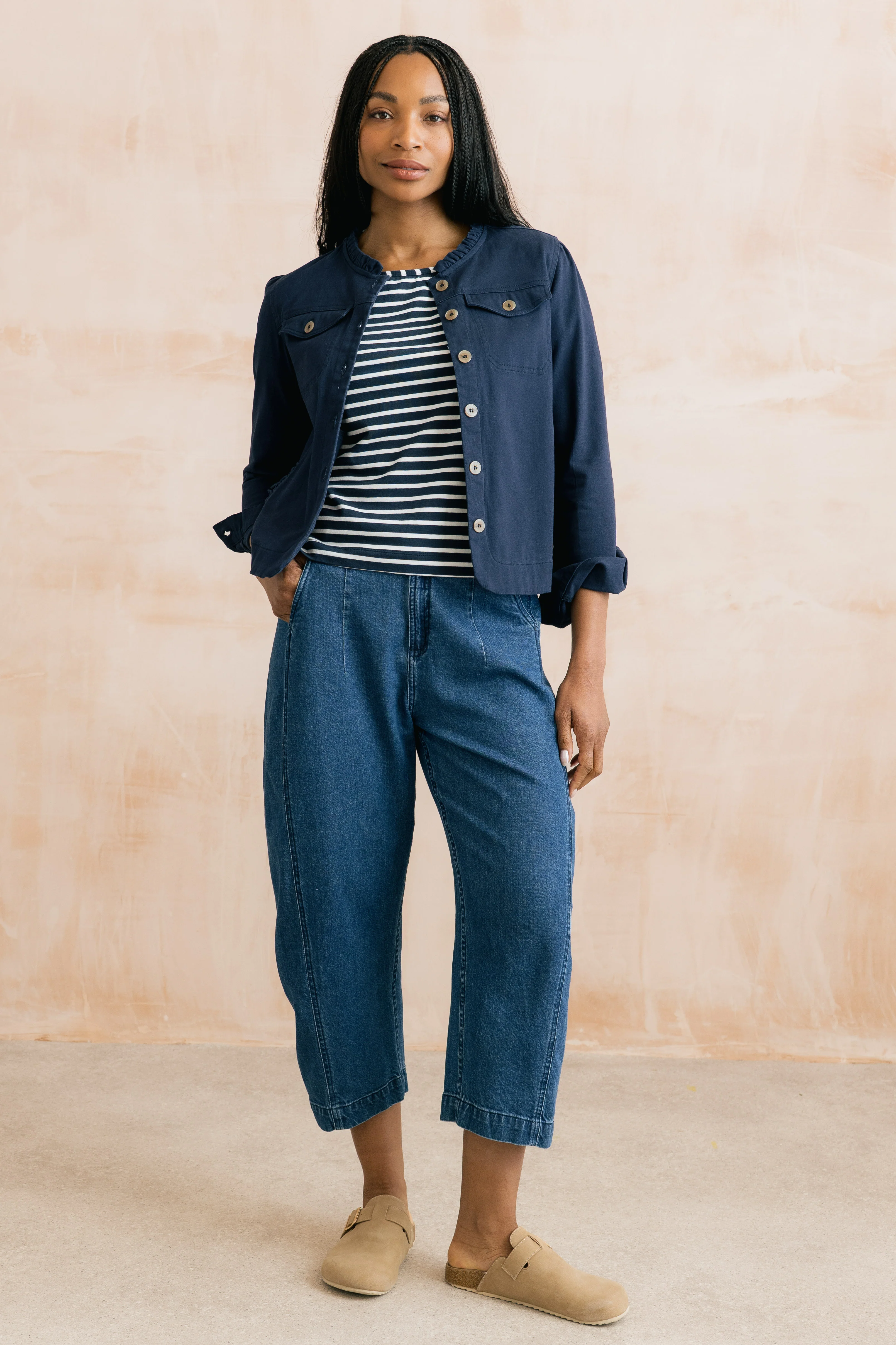 Seren Stretch Cotton Twill Jacket Navy - Image 8