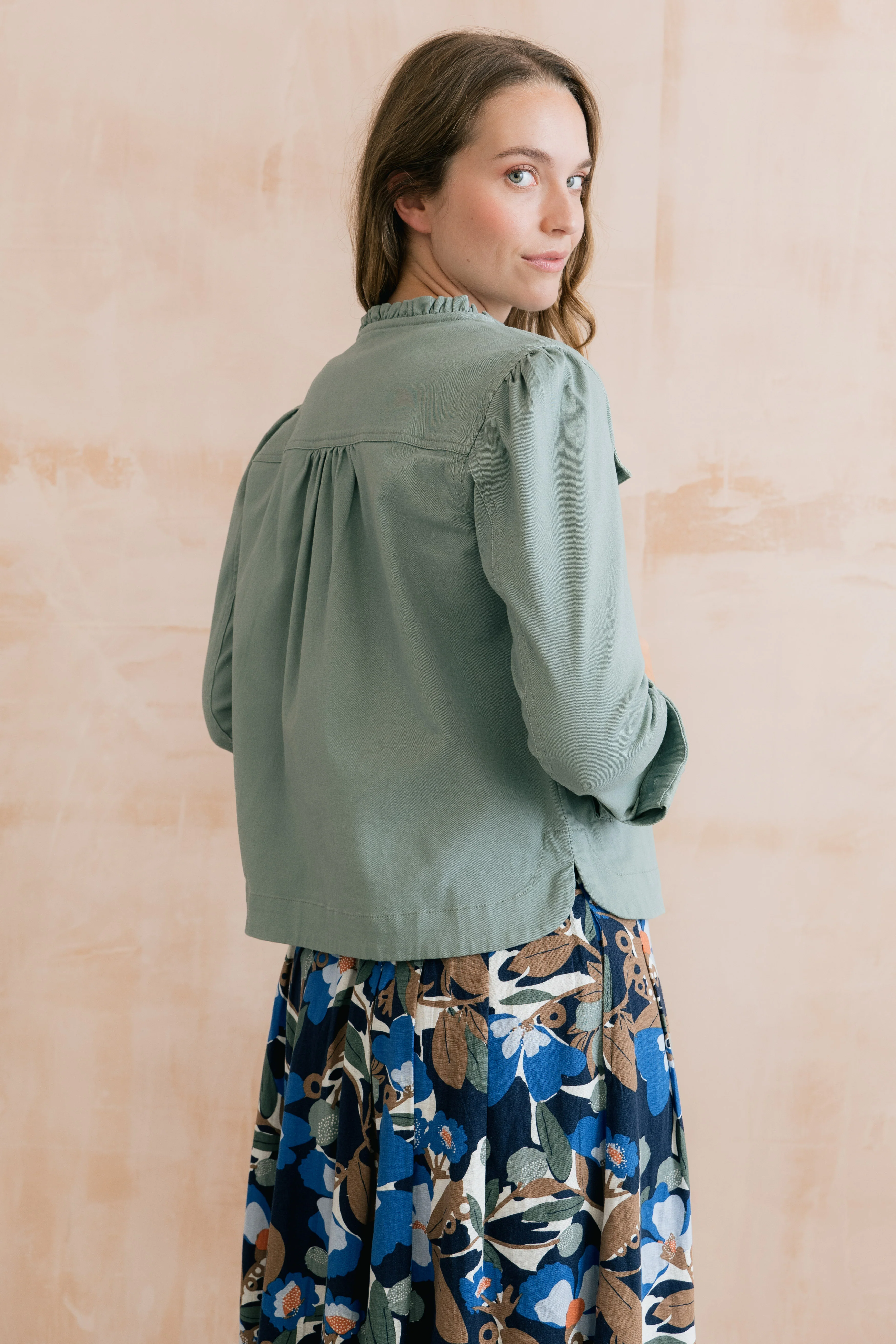 Seren Stretch Cotton Twill Jacket Silver Sage - Image 4