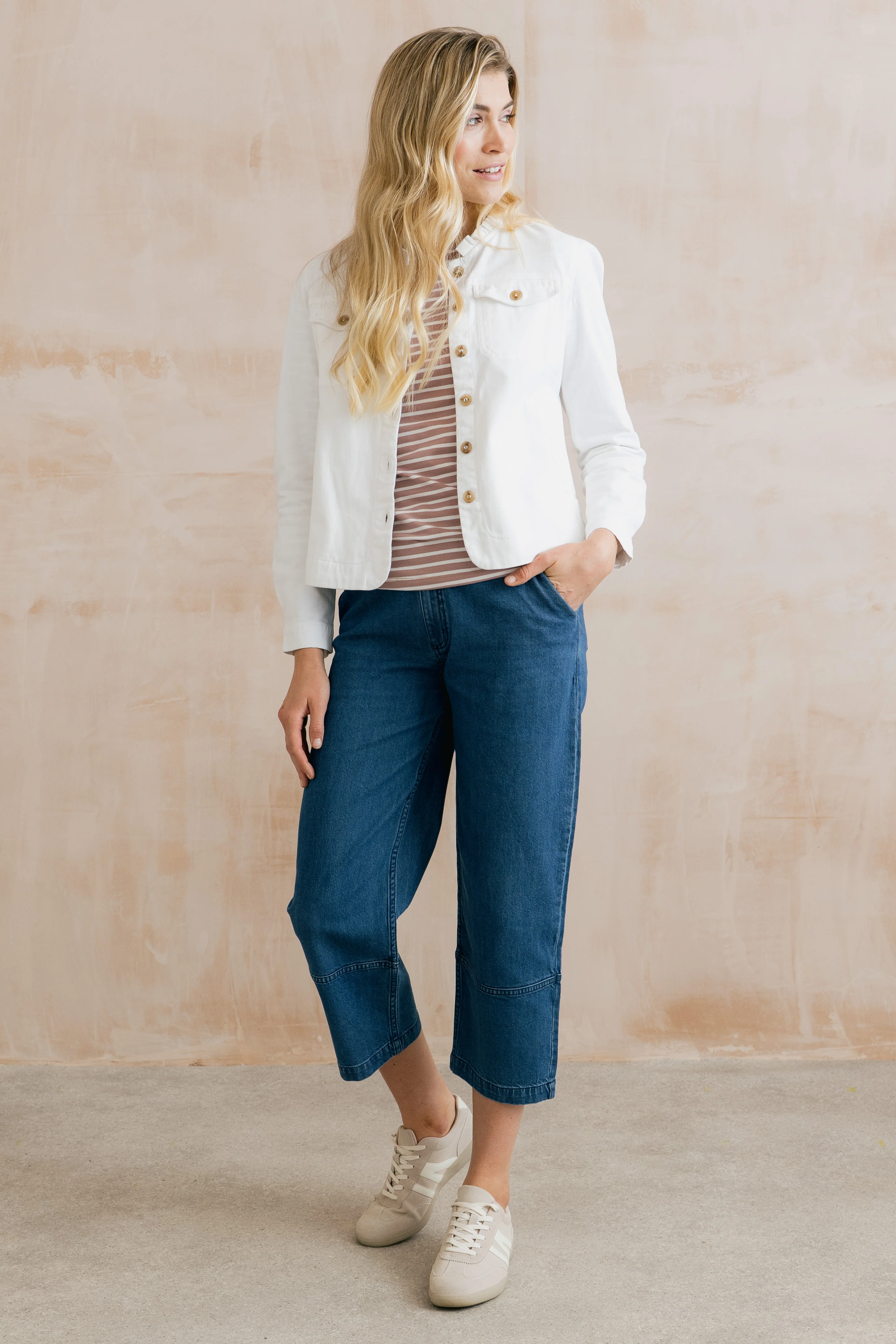 Seren Stretch Cotton Twill Jacket White - Image 2