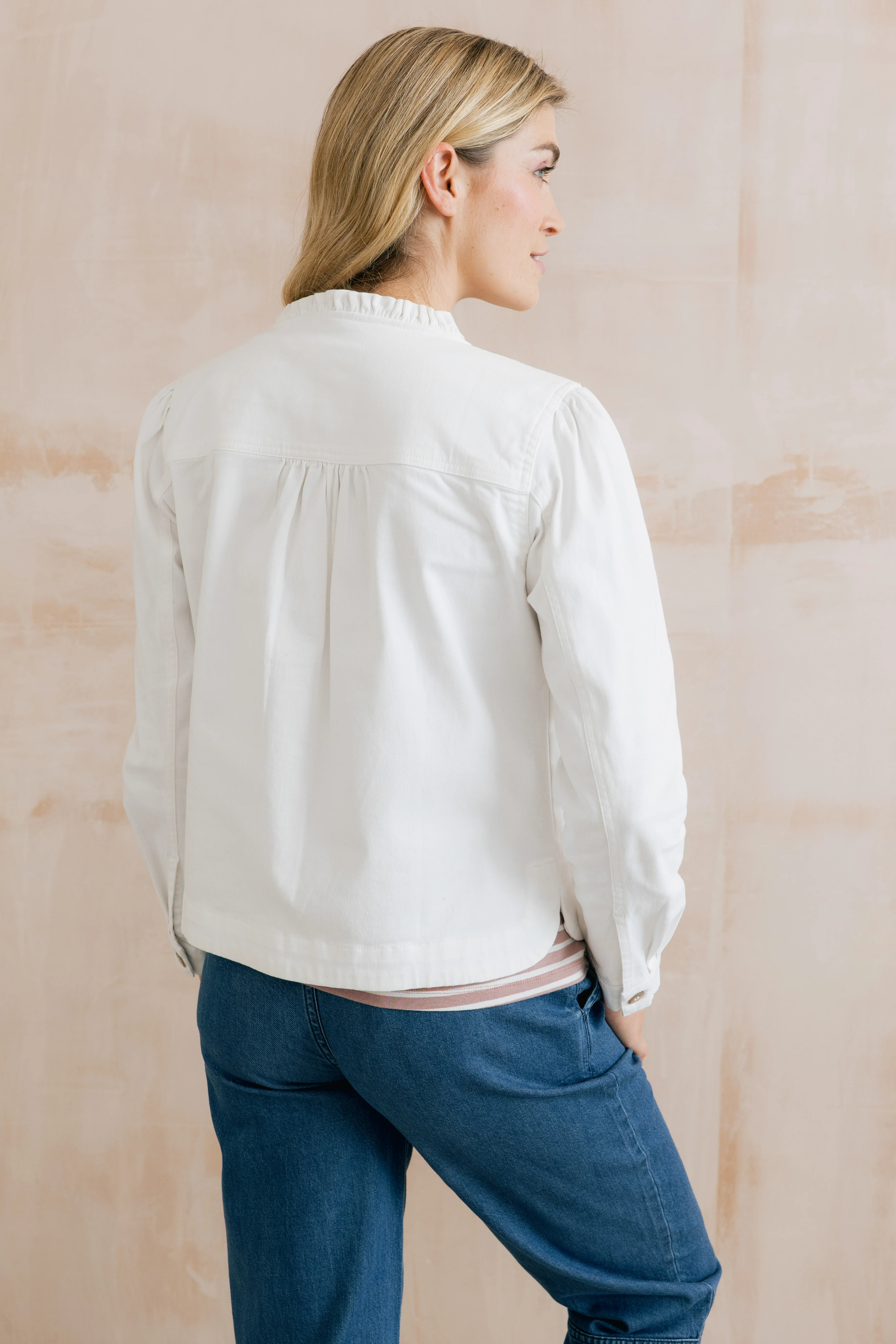 Seren Stretch Cotton Twill Jacket White - Image 4