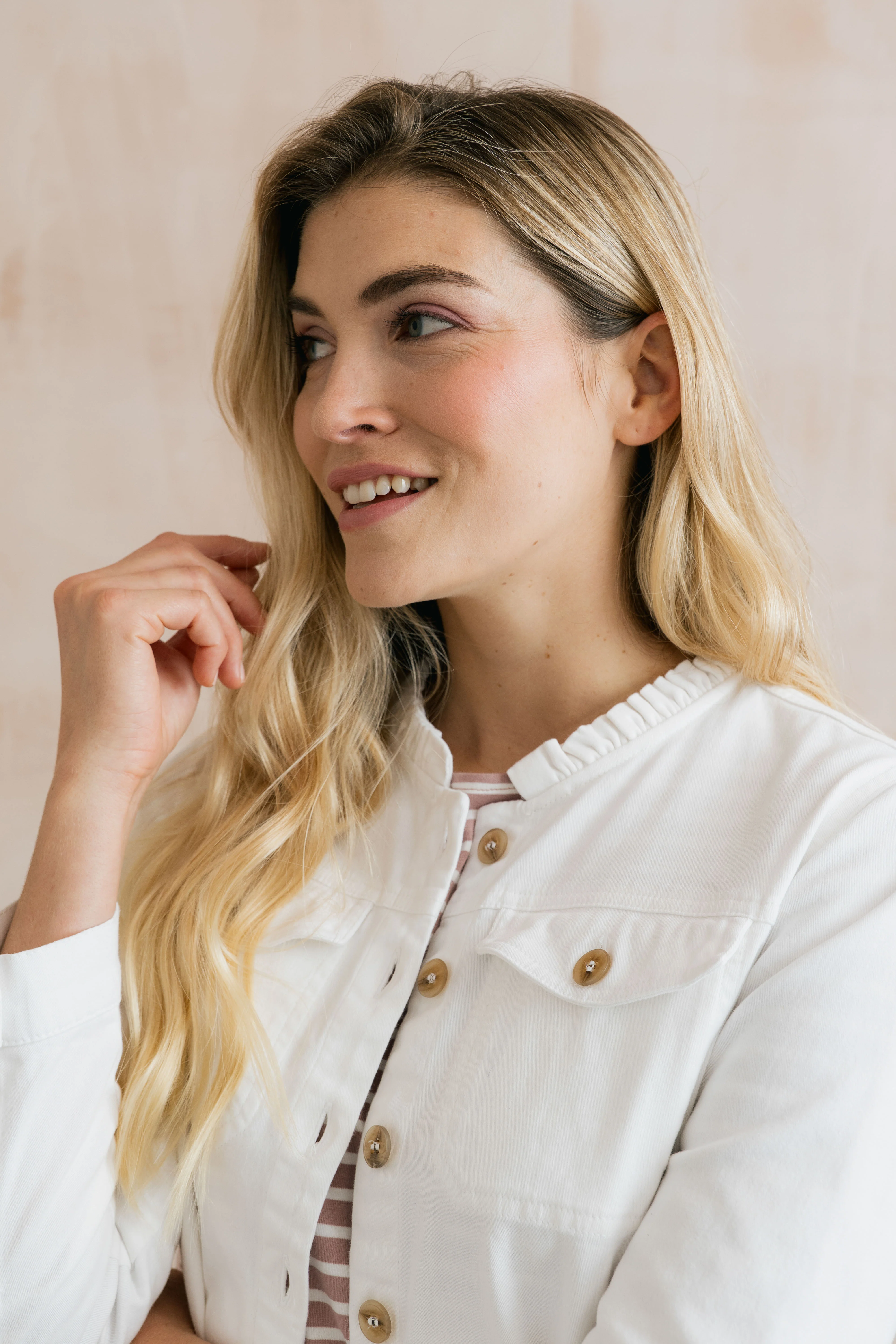 Seren Stretch Cotton Twill Jacket White - Image 5
