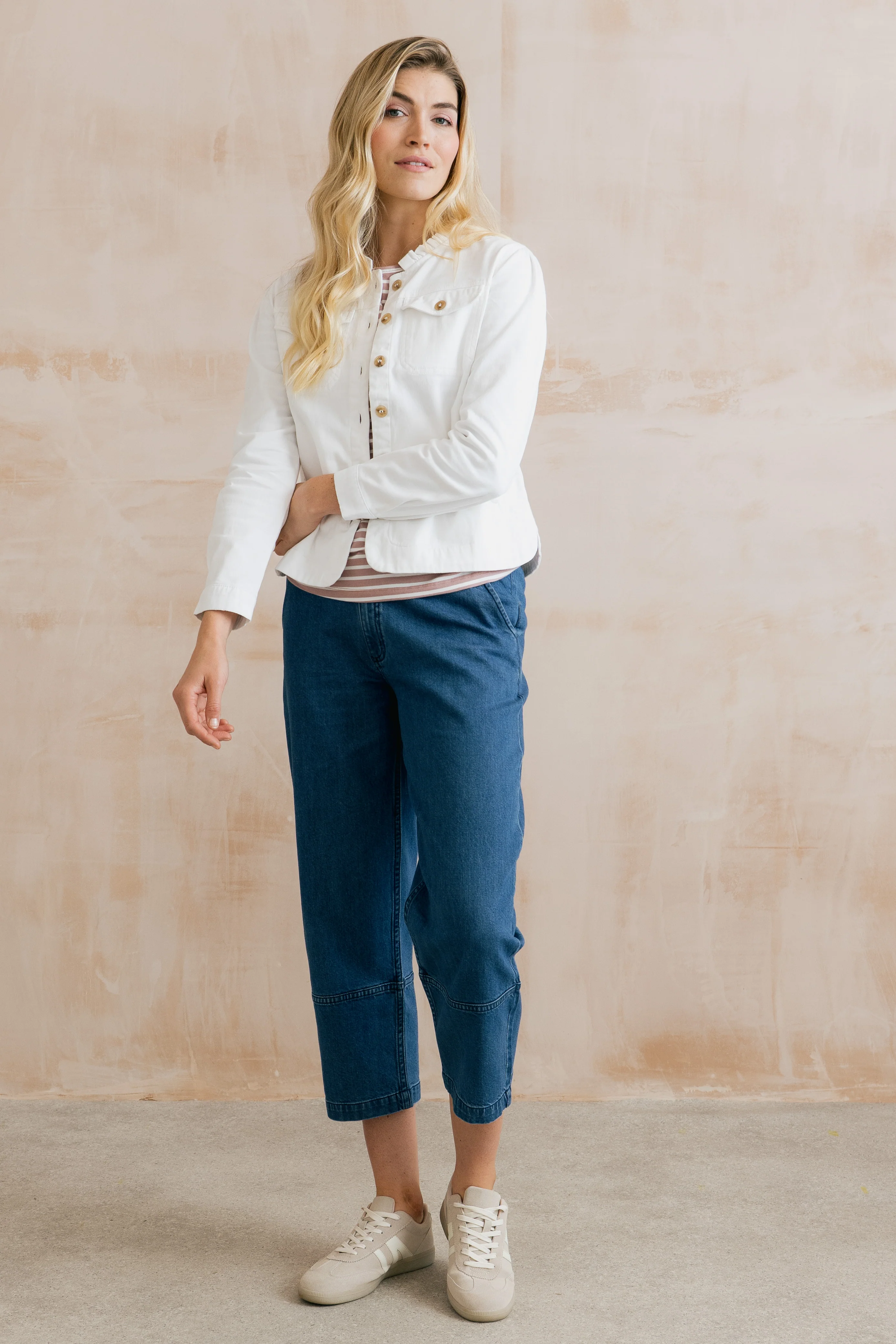 Seren Stretch Cotton Twill Jacket White - Image 7