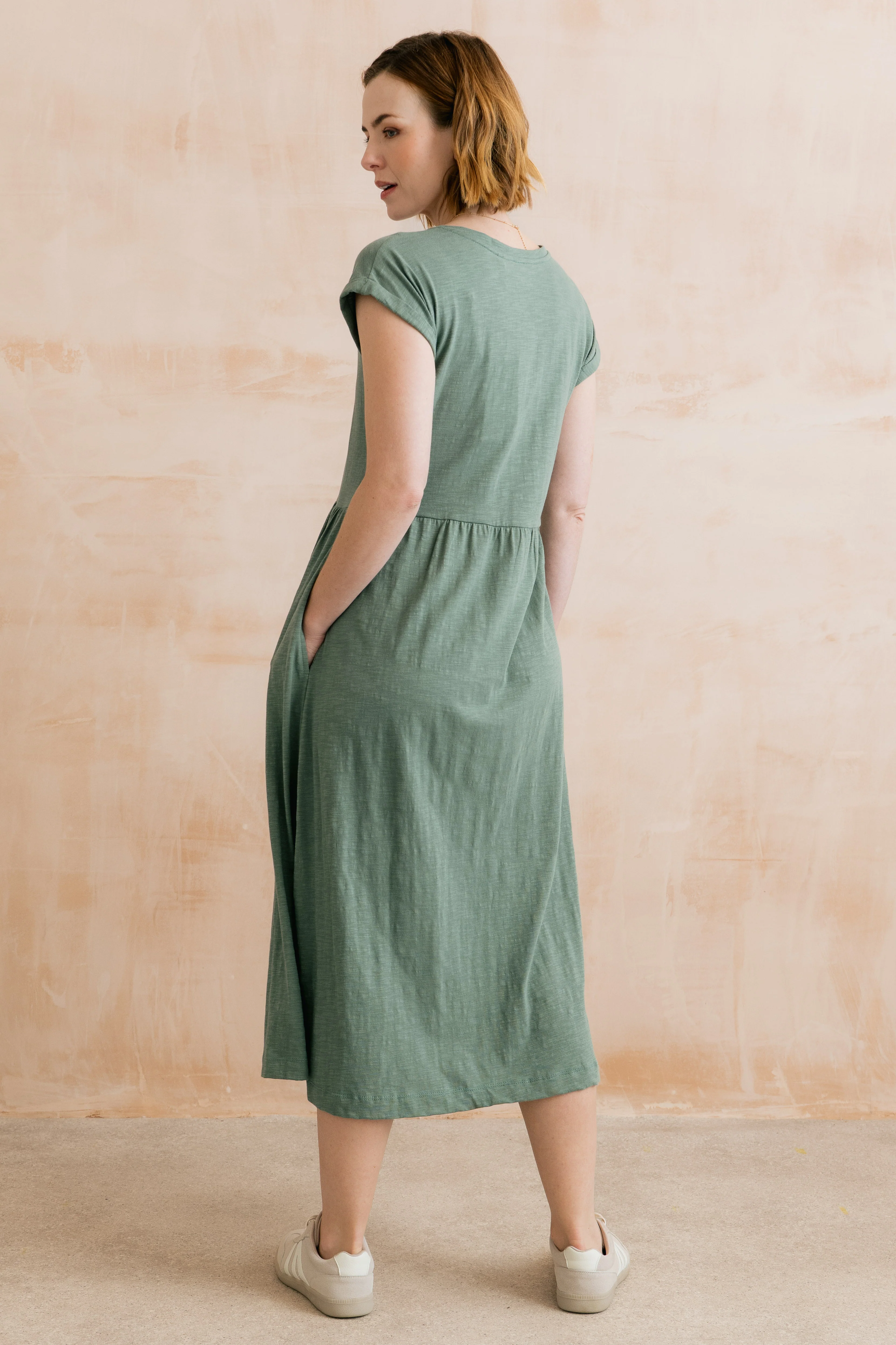 Shine Organic Cotton Jersey Dress Laurel Green - Image 4
