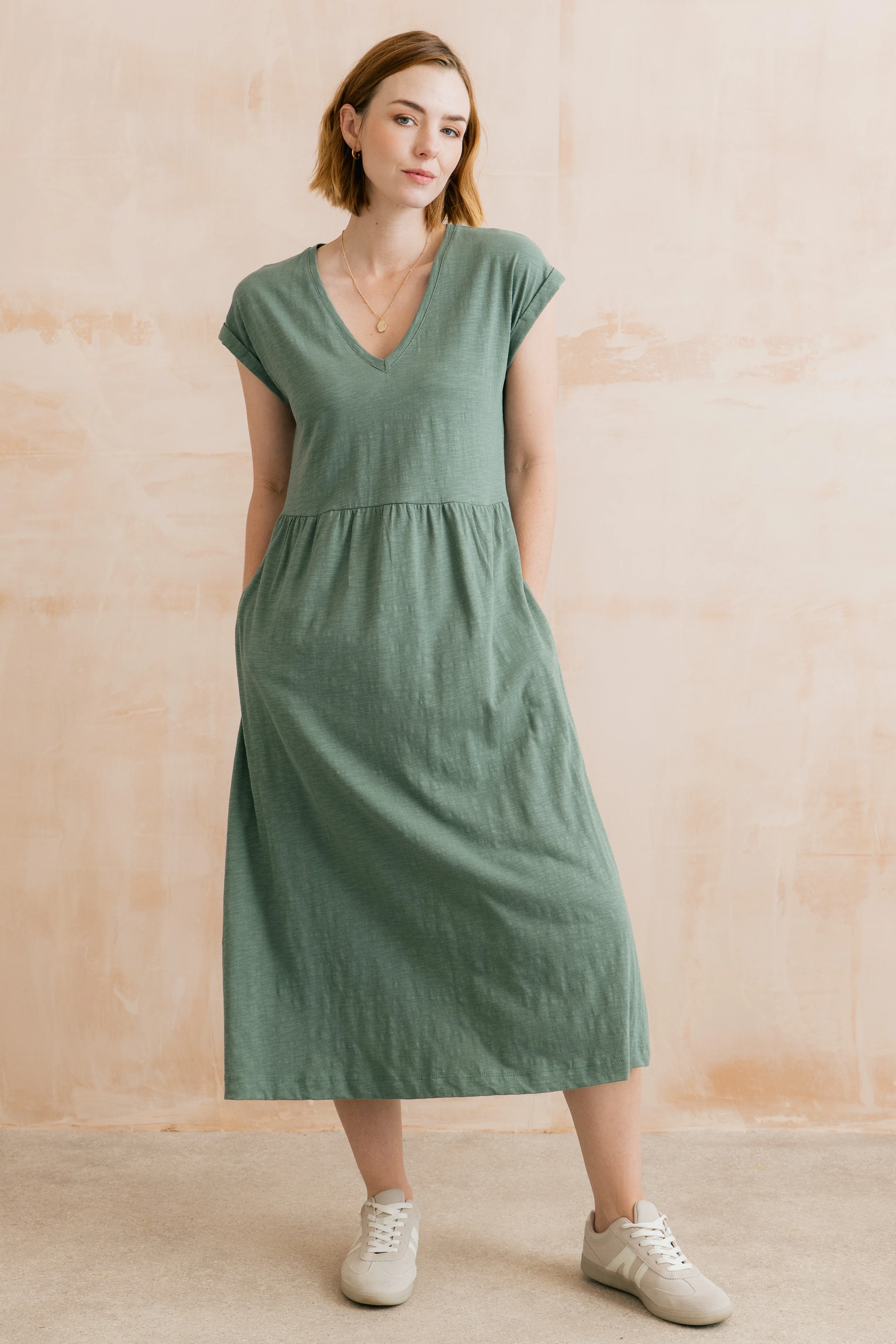 Shine Organic Cotton Jersey Dress Laurel Green - Image 5