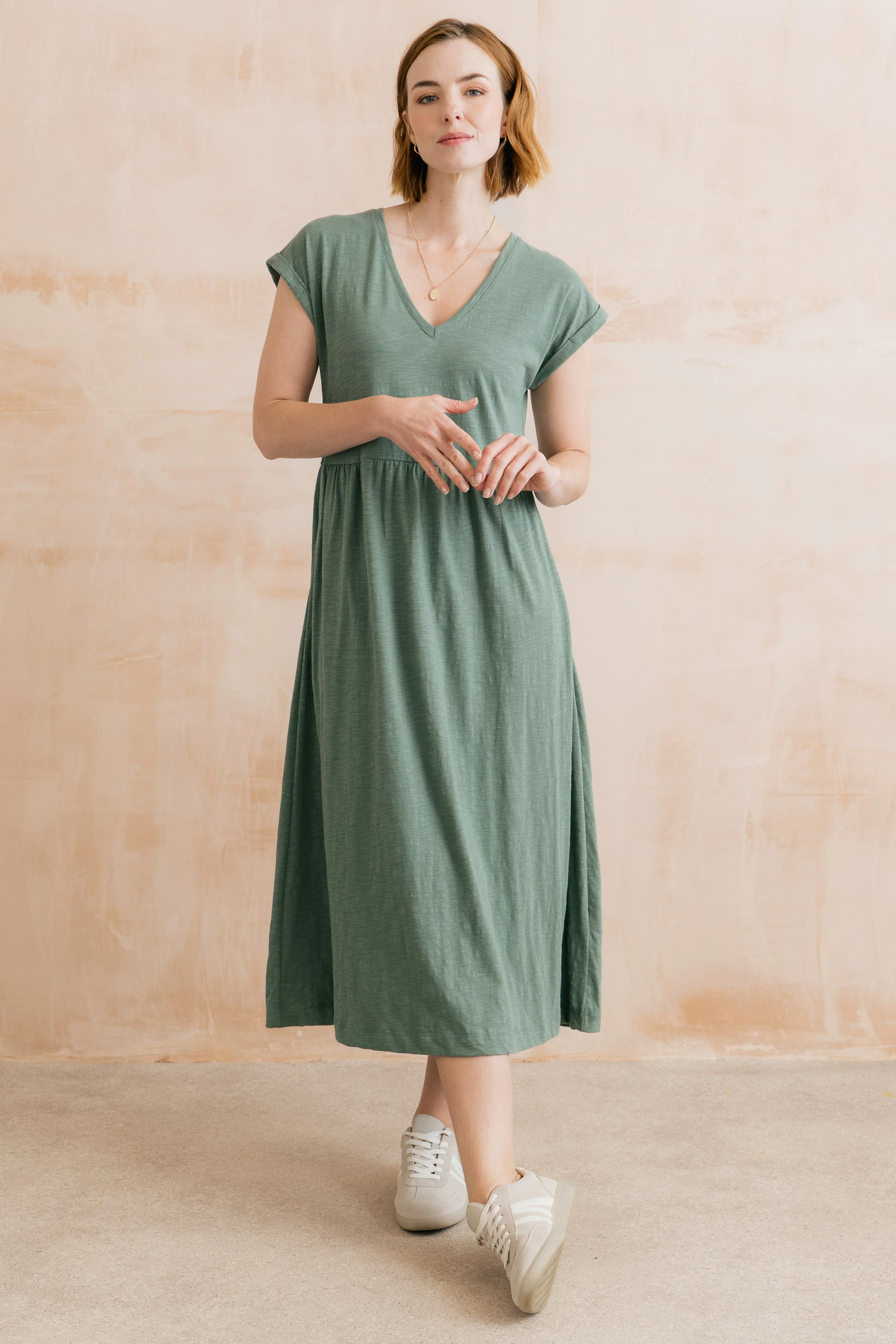 Shine Organic Cotton Jersey Dress Laurel Green - Image 6