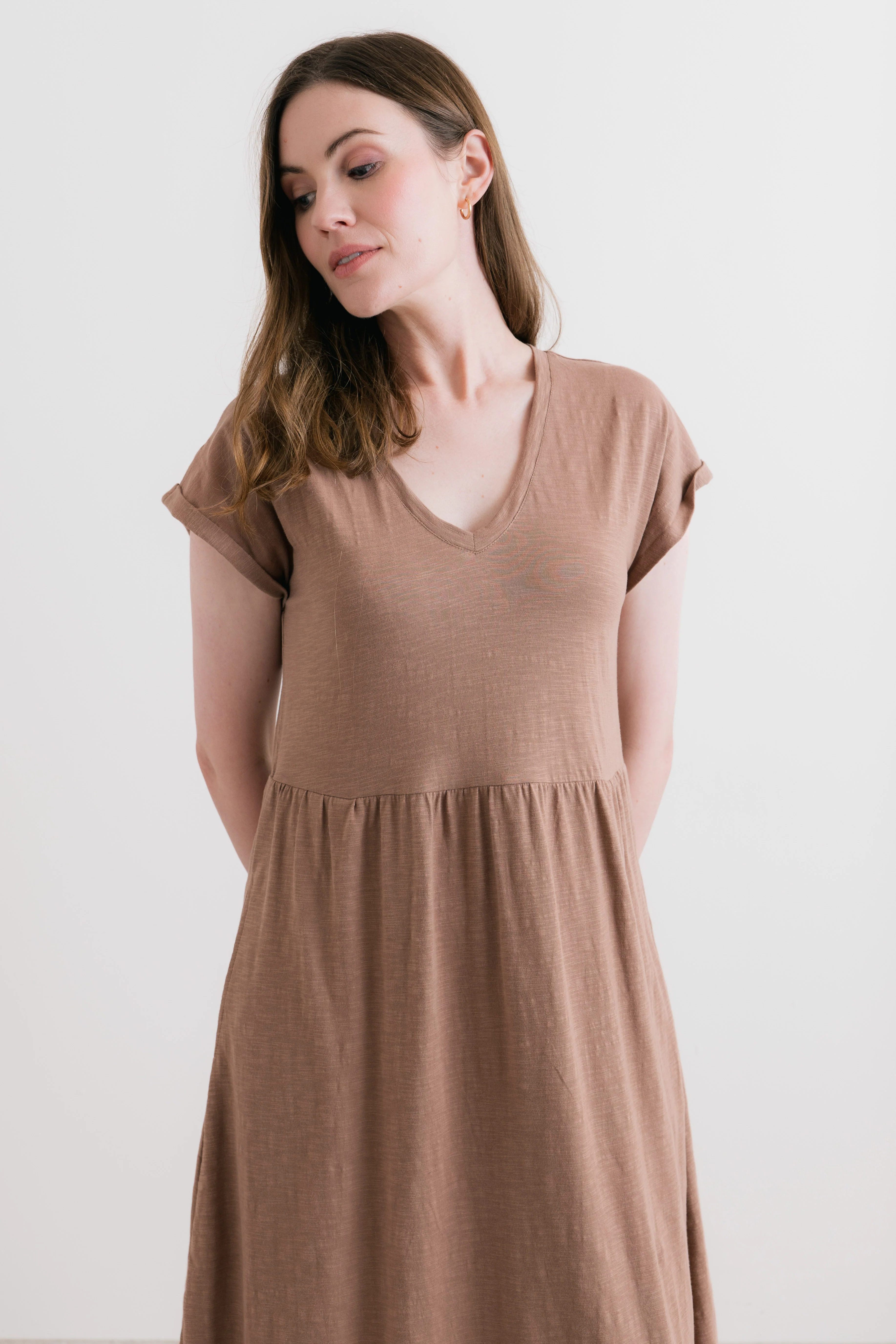 Shine Organic Cotton Jersey Dress Mocha - Image 2
