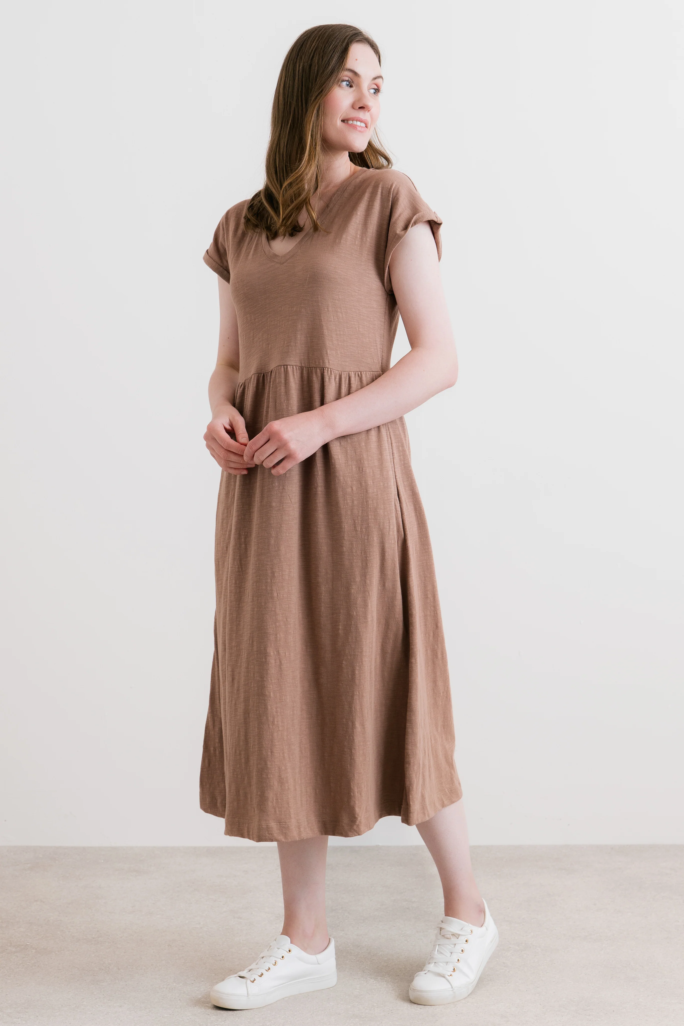 Shine Organic Cotton Jersey Dress Mocha - Image 3