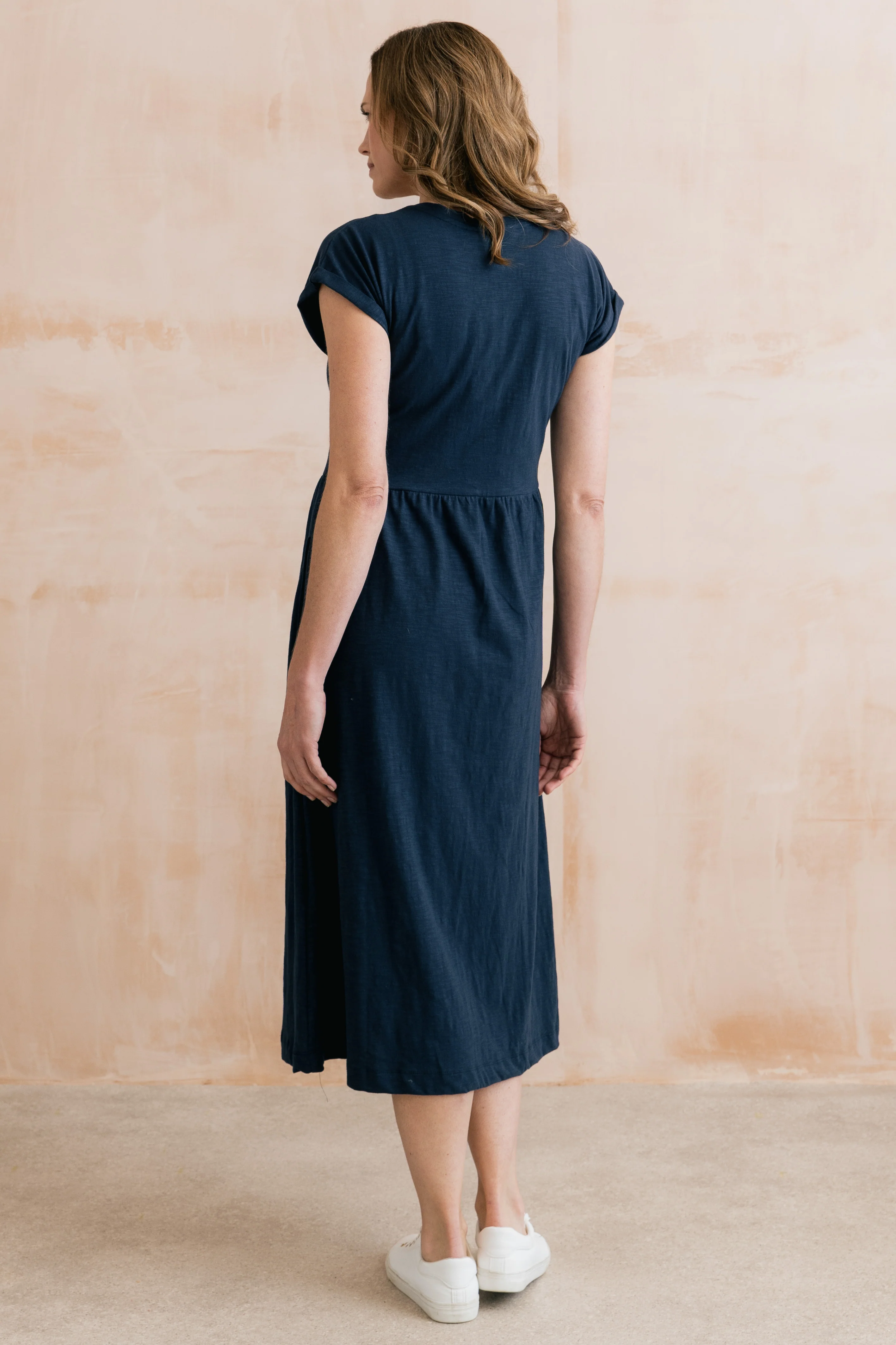 Shine Organic Cotton Jersey Dress Navy - Image 4