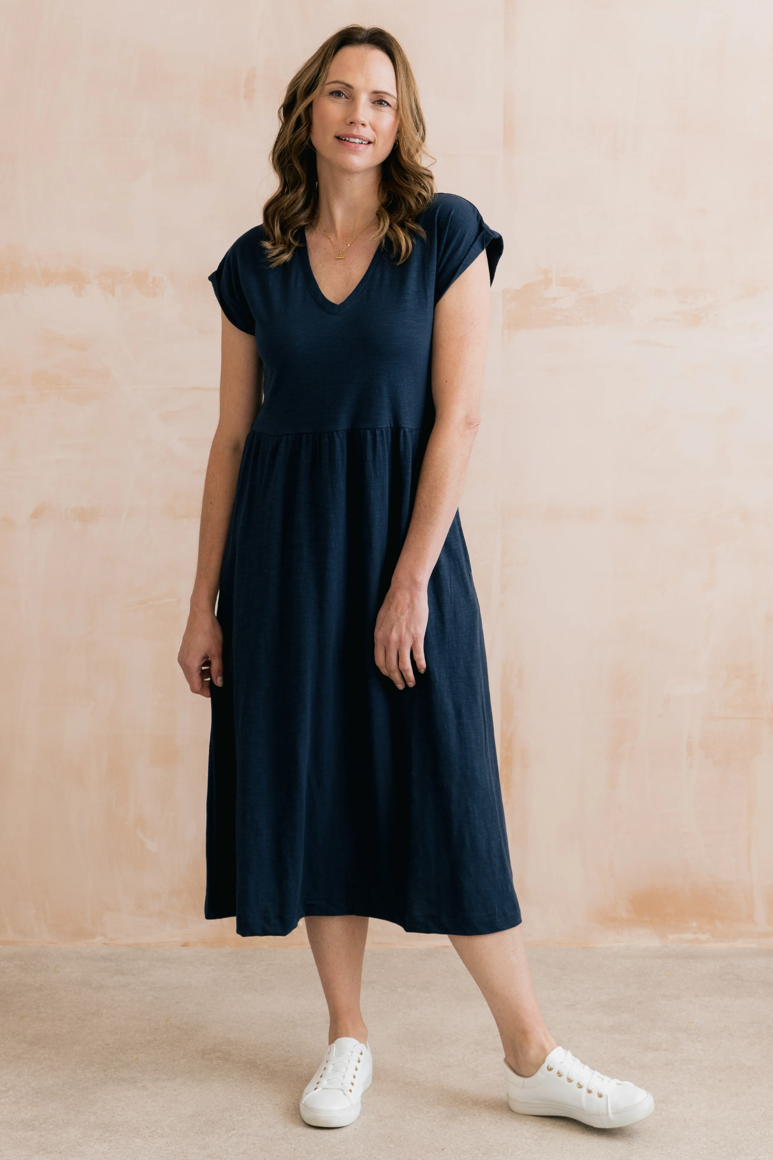 Shine Organic Cotton Jersey Dress Navy - Image 6