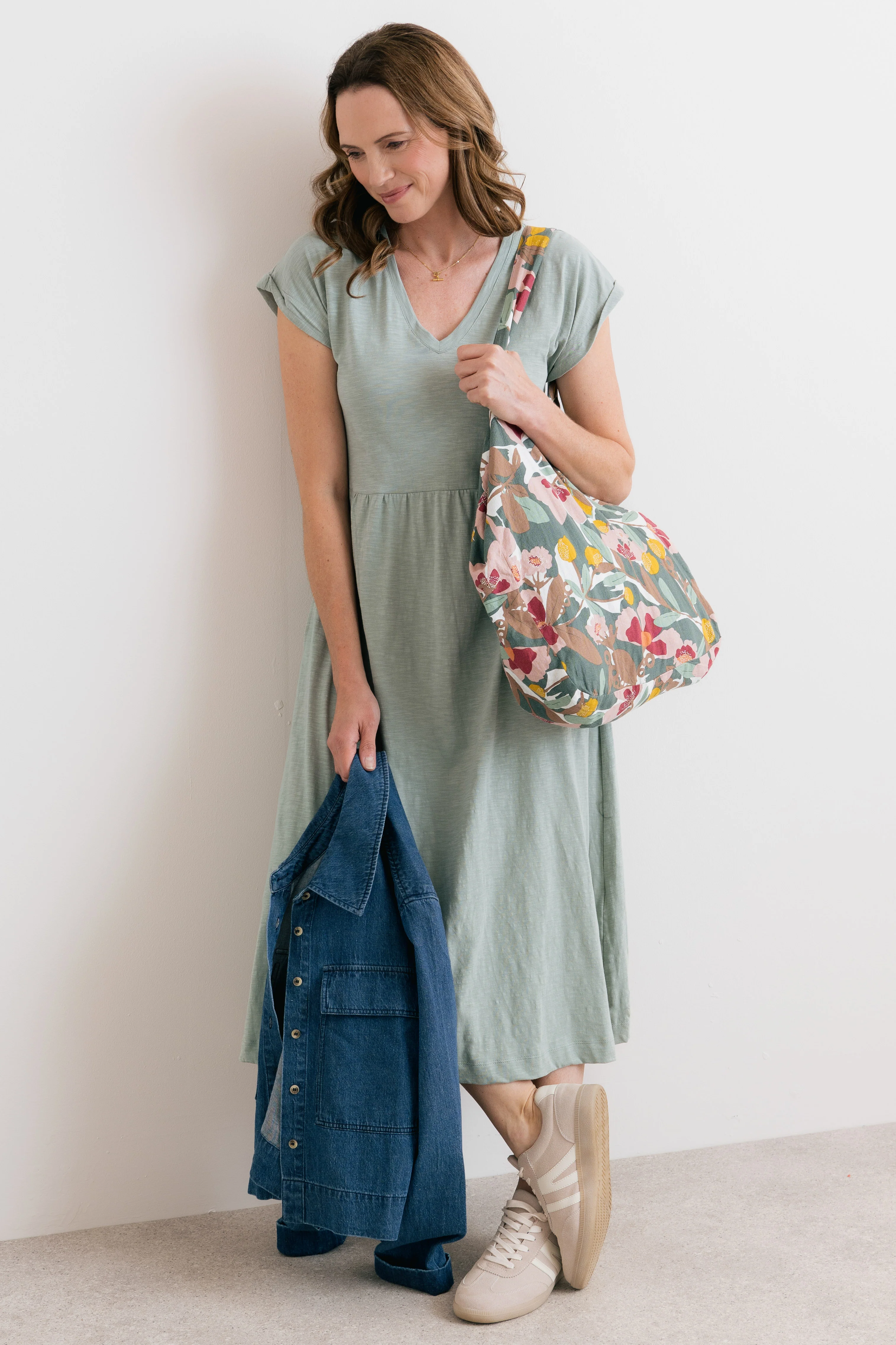 Shine Organic Cotton Jersey Dress Silver Sage - Image 2