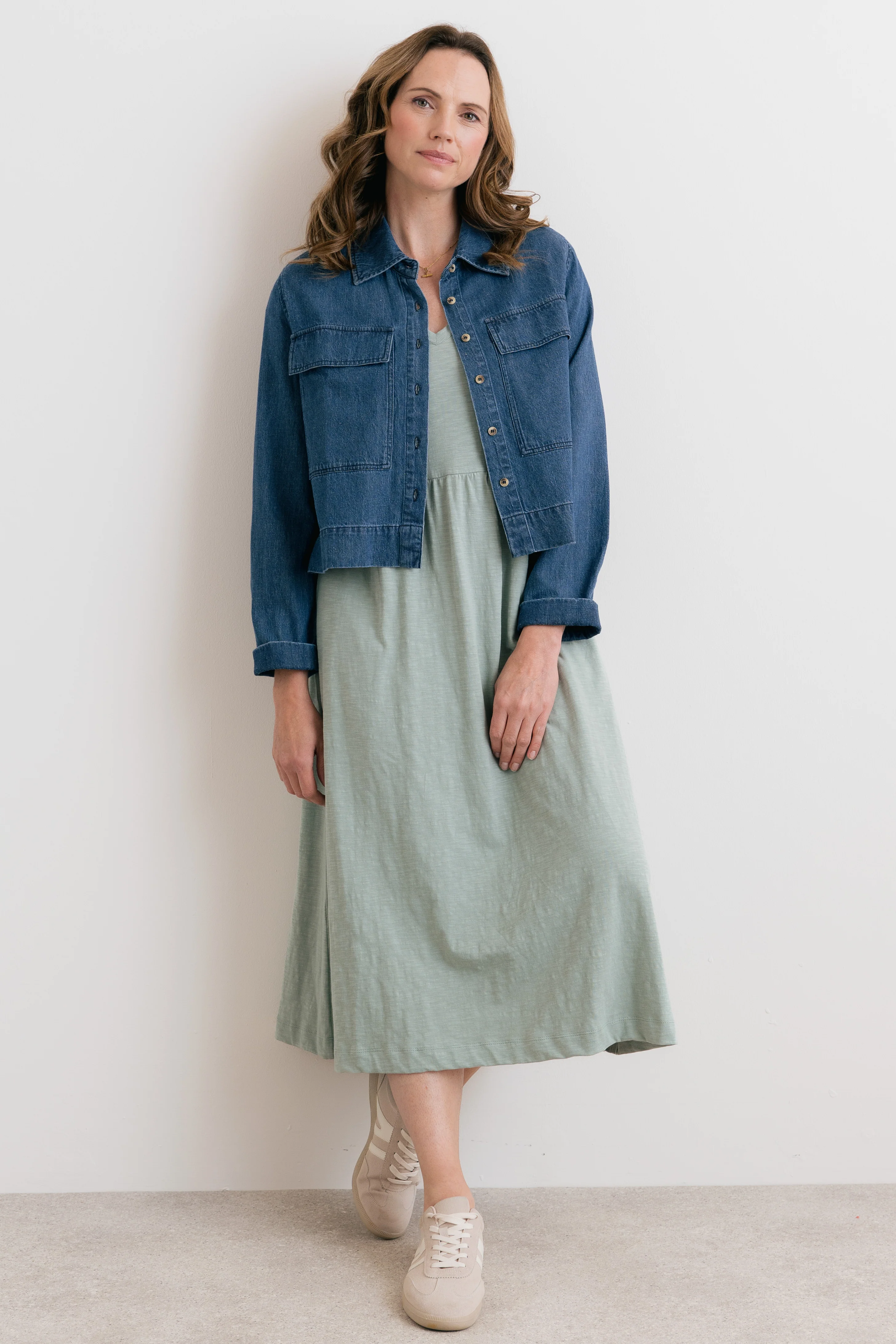 Shine Organic Cotton Jersey Dress Silver Sage - Image 5