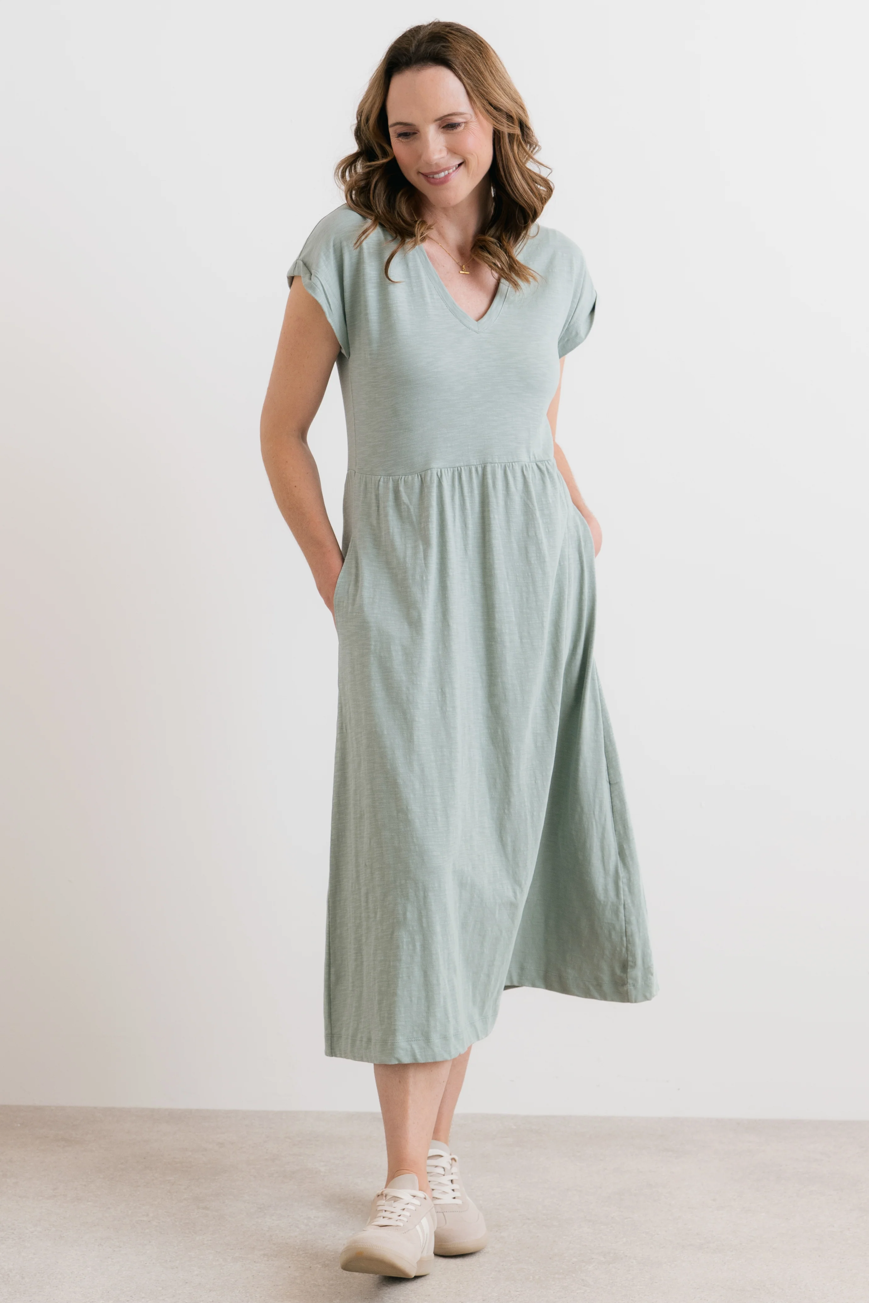 Shine Organic Cotton Jersey Dress Silver Sage - Image 6