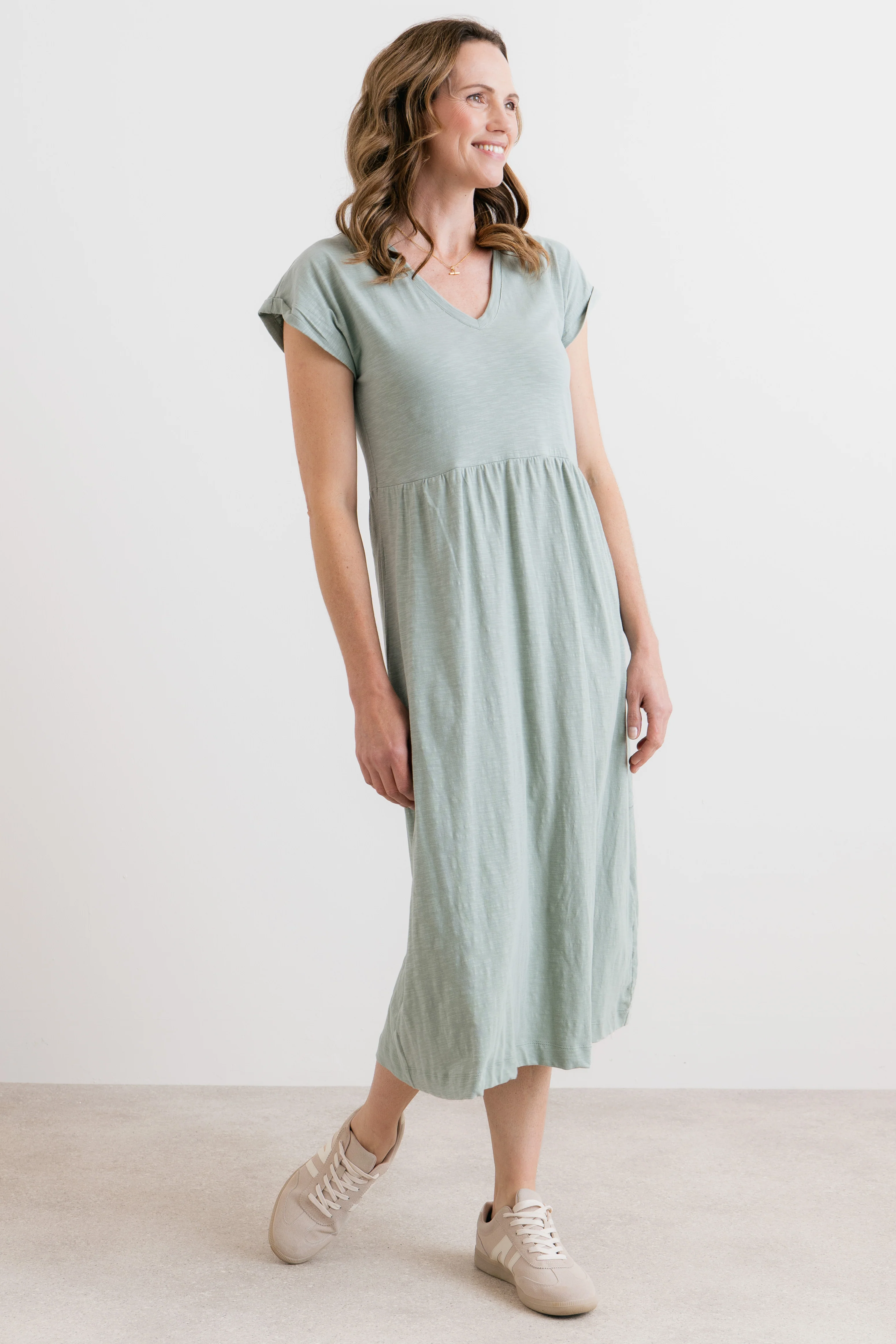 Shine Organic Cotton Jersey Dress Silver Sage - Image 8