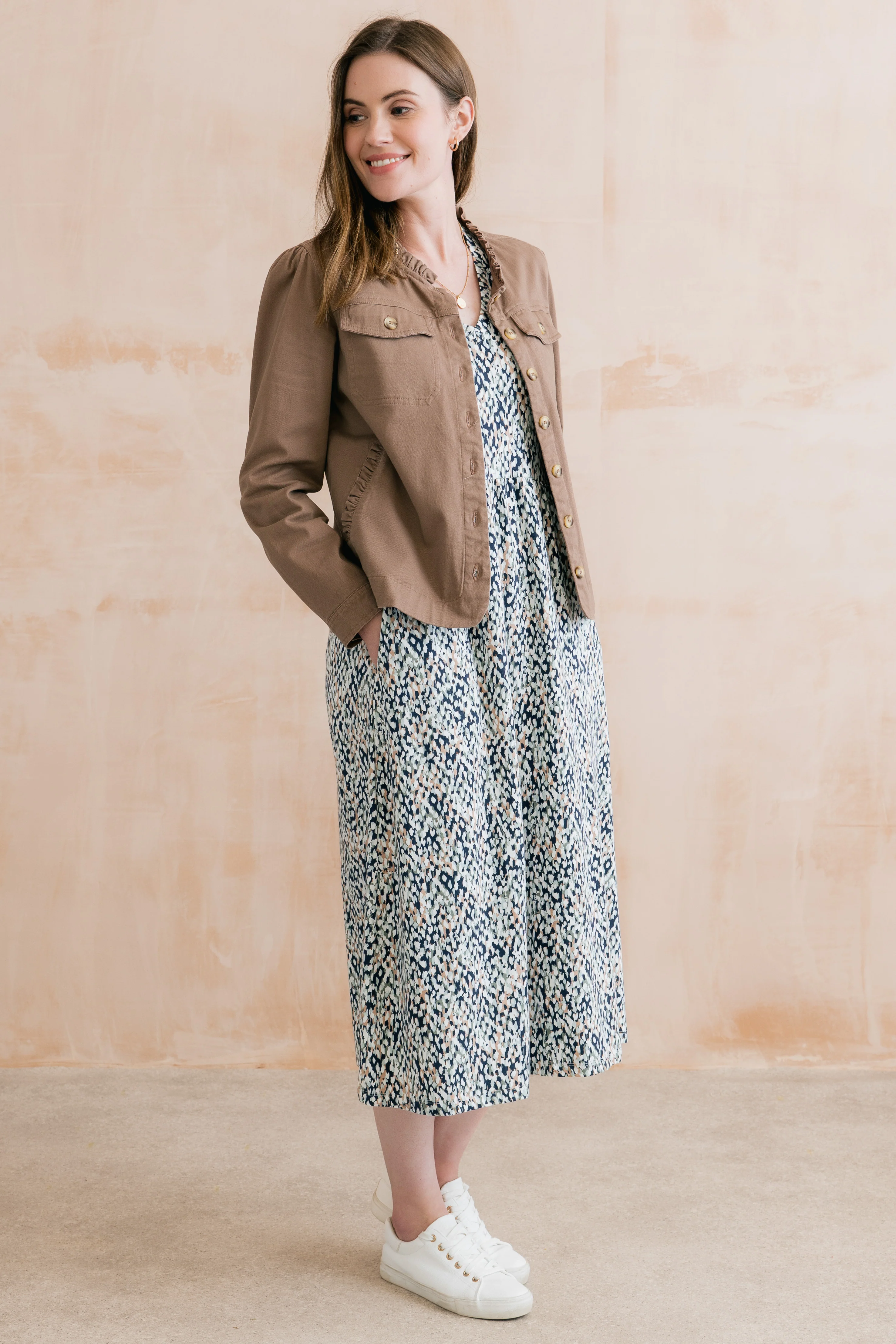 Shine Printed Organic Cotton Jersey Dress Navy - Image 3
