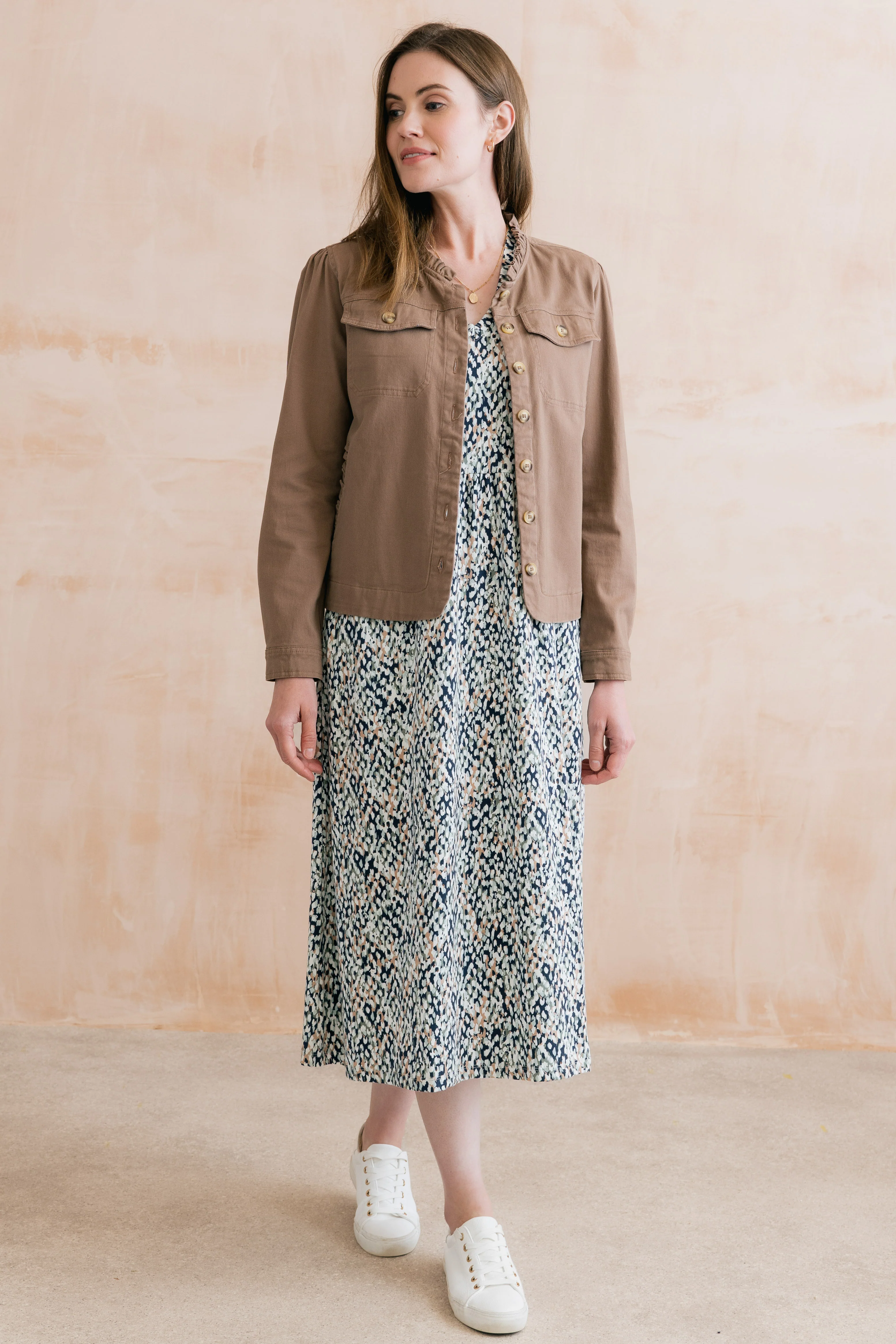 Shine Printed Organic Cotton Jersey Dress Navy - Image 7