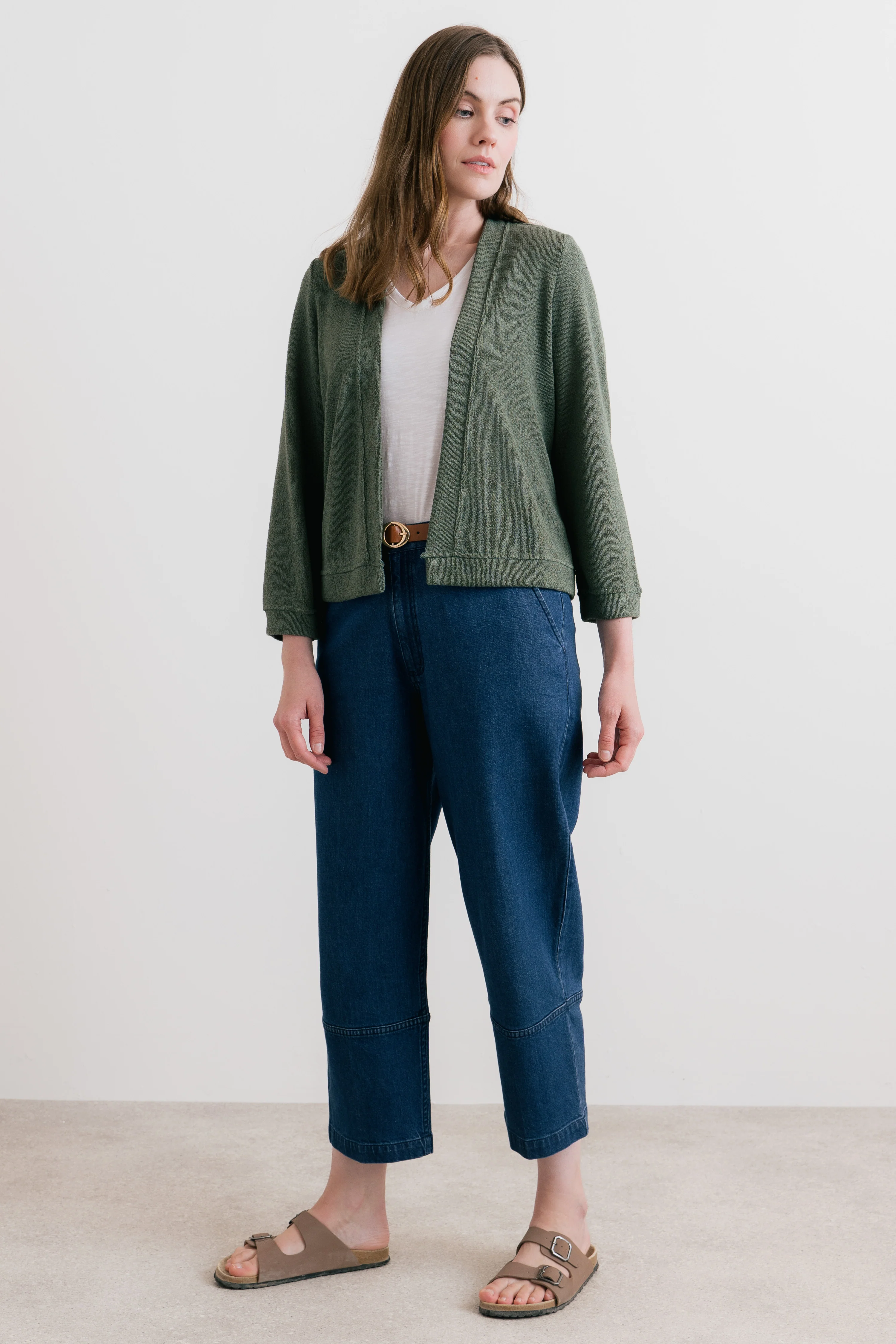 Shore Light Knit Cropped Cardigan Laurel Green - Image 6