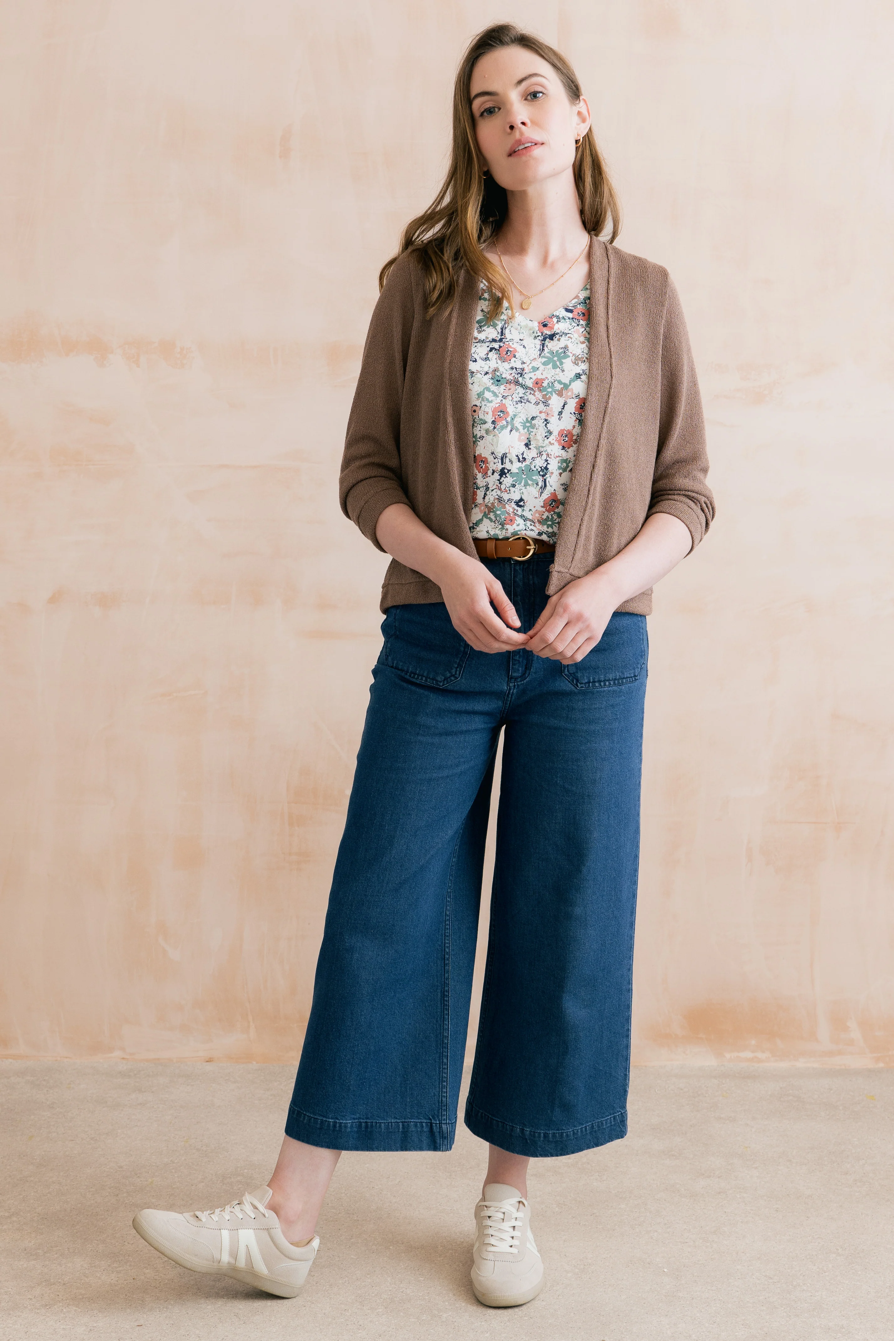 Shore Light Knit Cropped Cardigan Mocha - Image 6