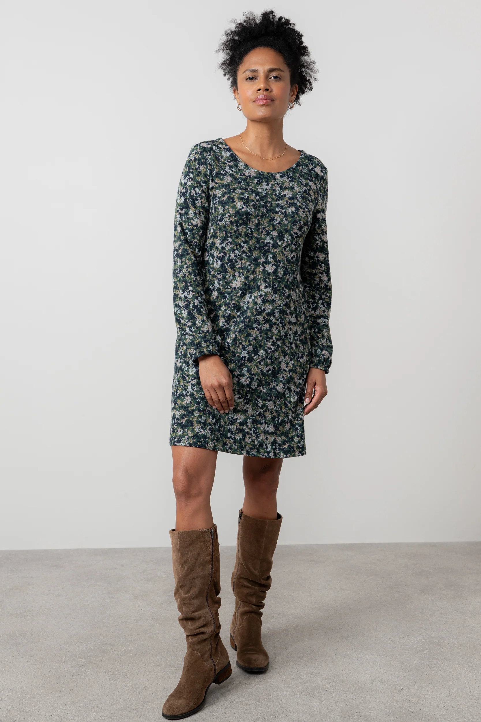 Spruce Floral Print Swing Dress Green - Image 6