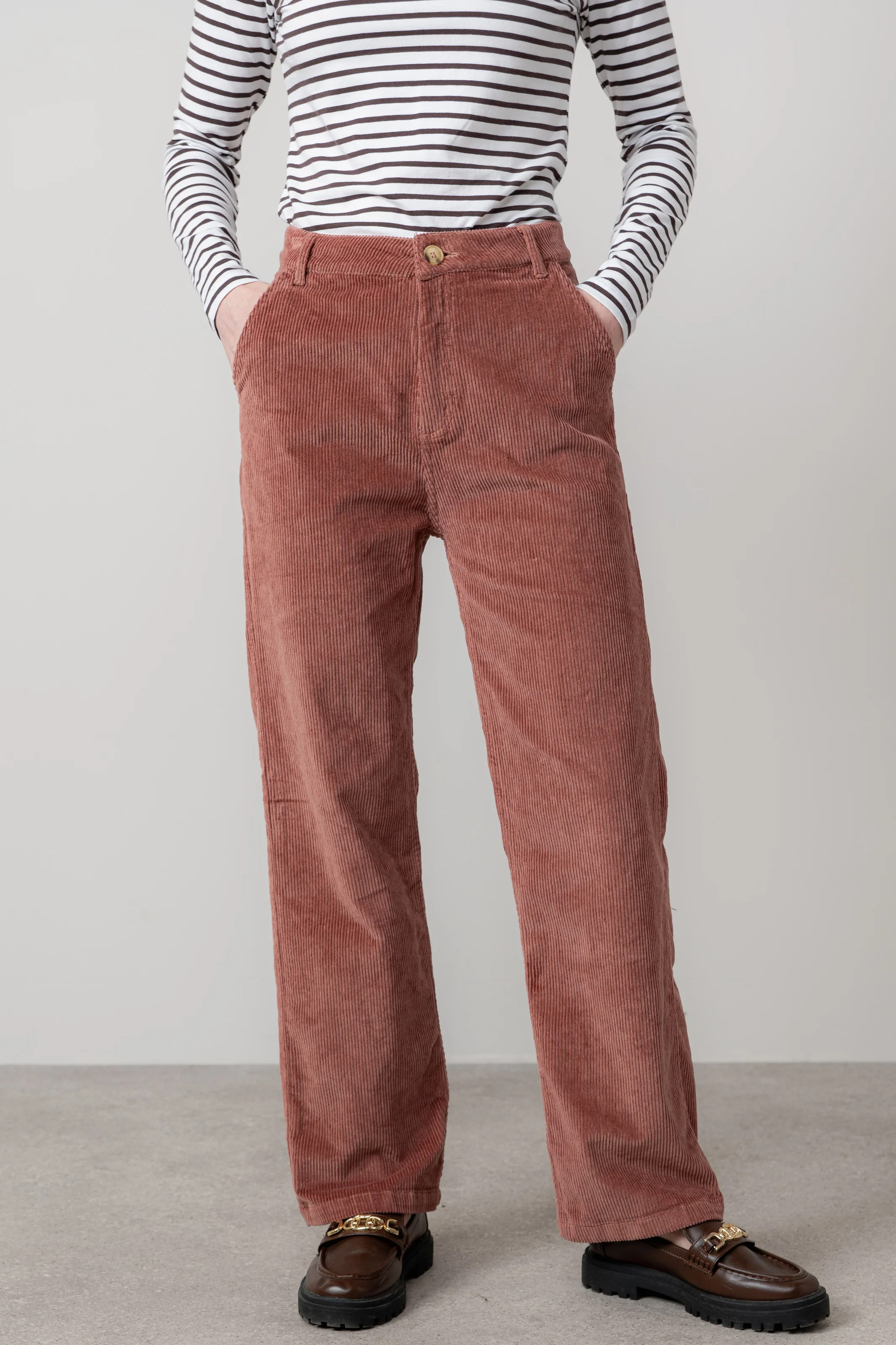 Strachan Stretch Cord Wide Leg Trouser Antique Rose - Image 3